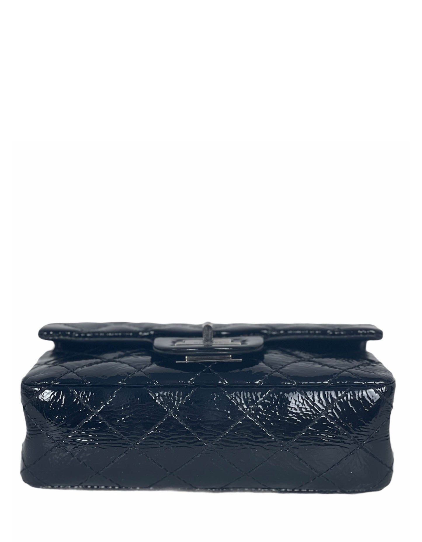 Chanel Black Aged Patent Leather 2.55 Reissue Clutch Bag