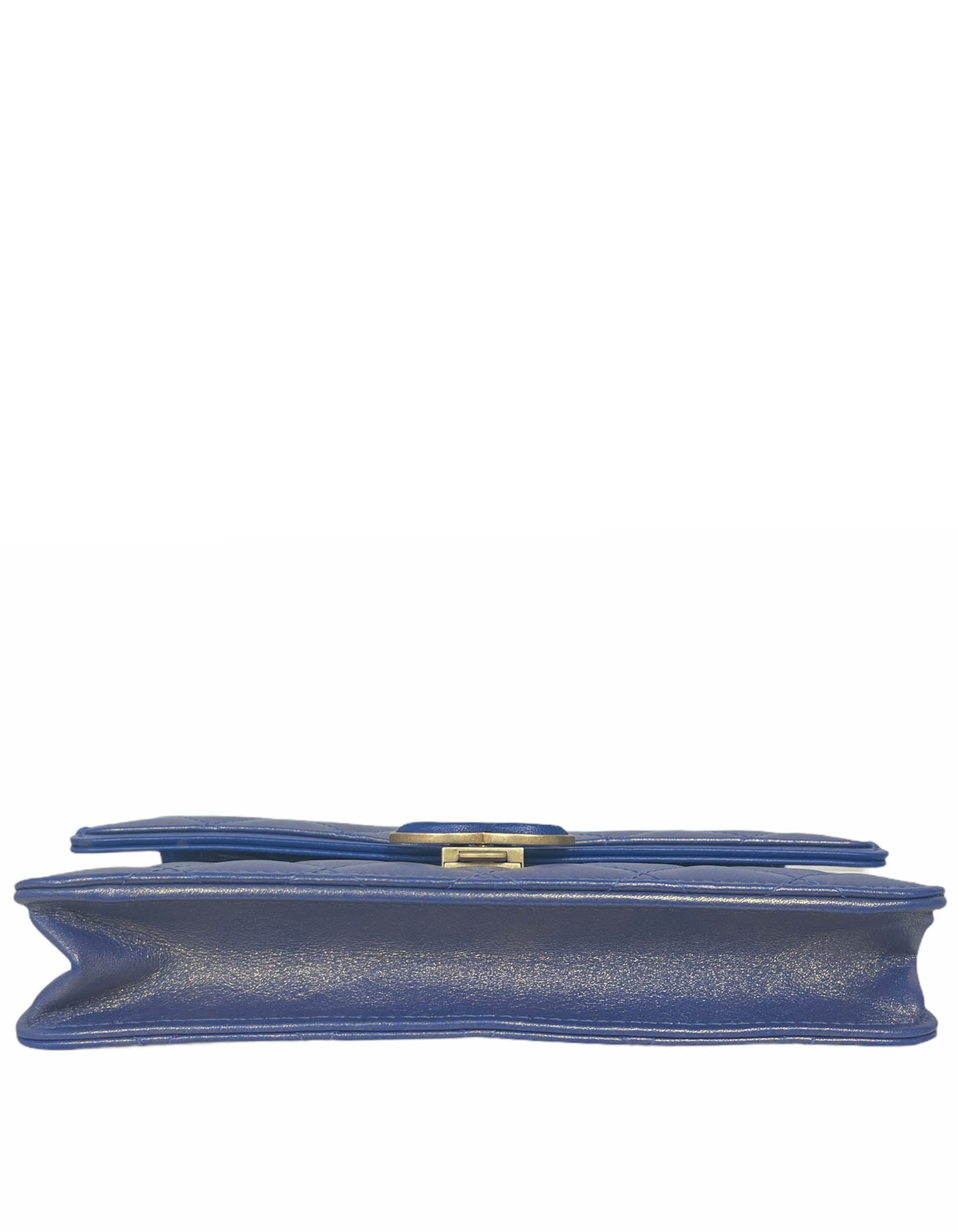 Chanel Iridescent Blue CC Quilted Wallet On Chain WOC Crossbody Bag