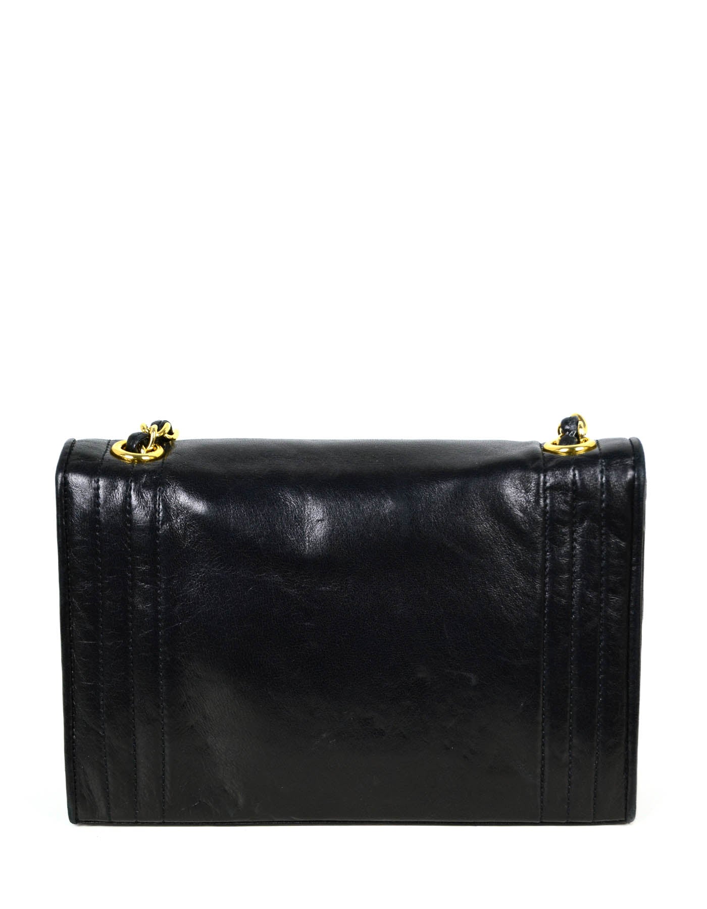 Chanel Black Lambskin Leather CC Stitched Mini Bag