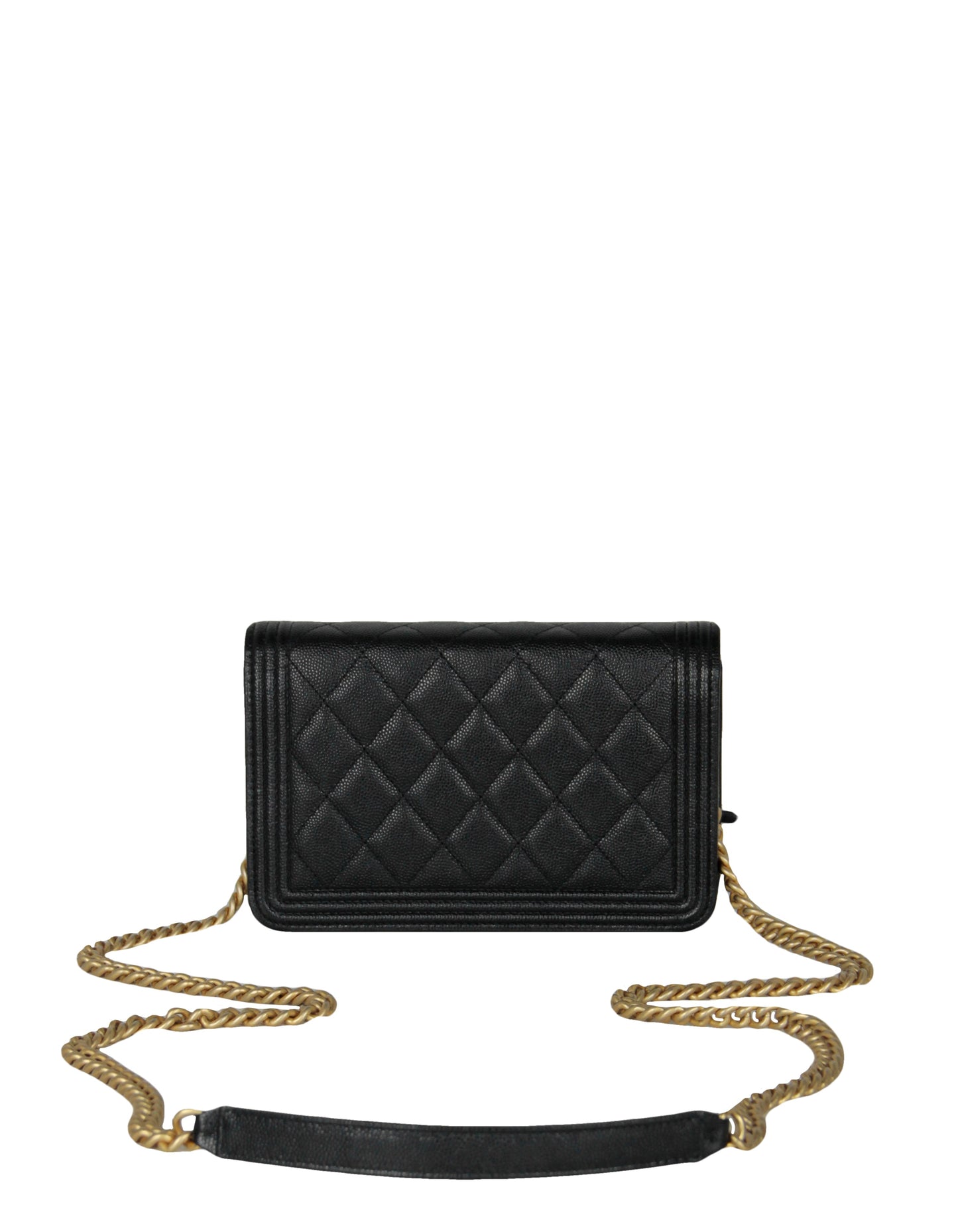 Chanel Black Caviar Boy Wallet on Chain WOC Crossbody Bag