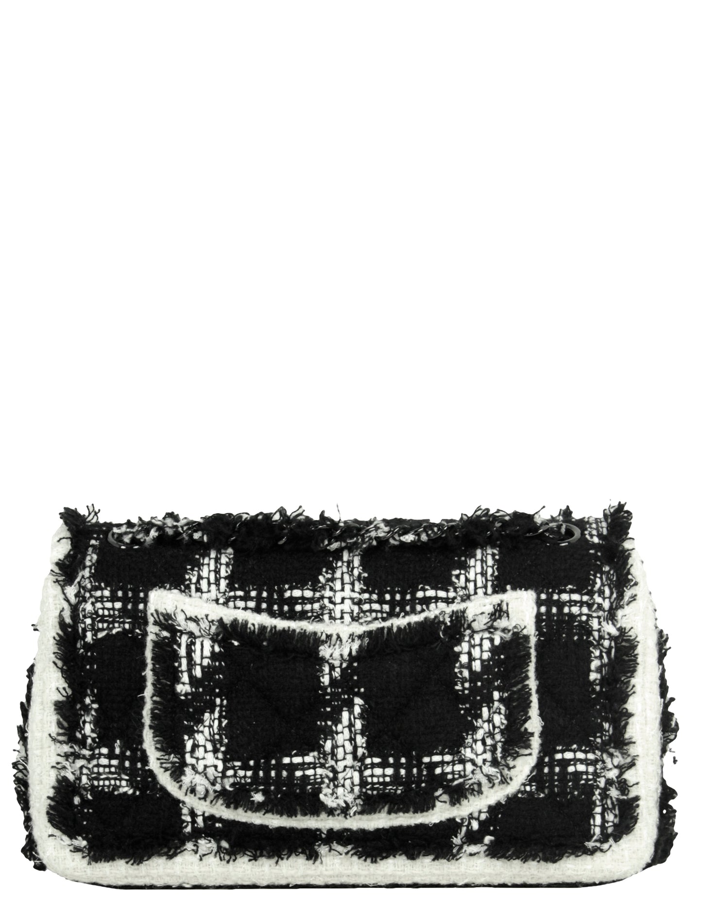 Chanel 2020 Black/White Tweed Medium Classic Double Flap Bag