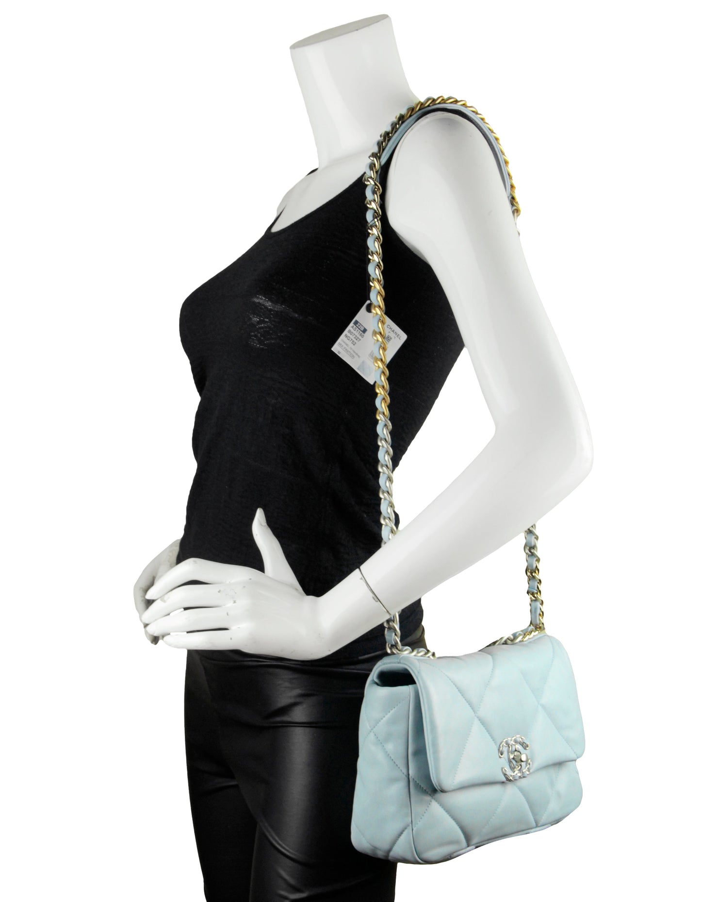 Chanel NWT 2022 Light Blue Lambskin Quilted Medium 19 Bag