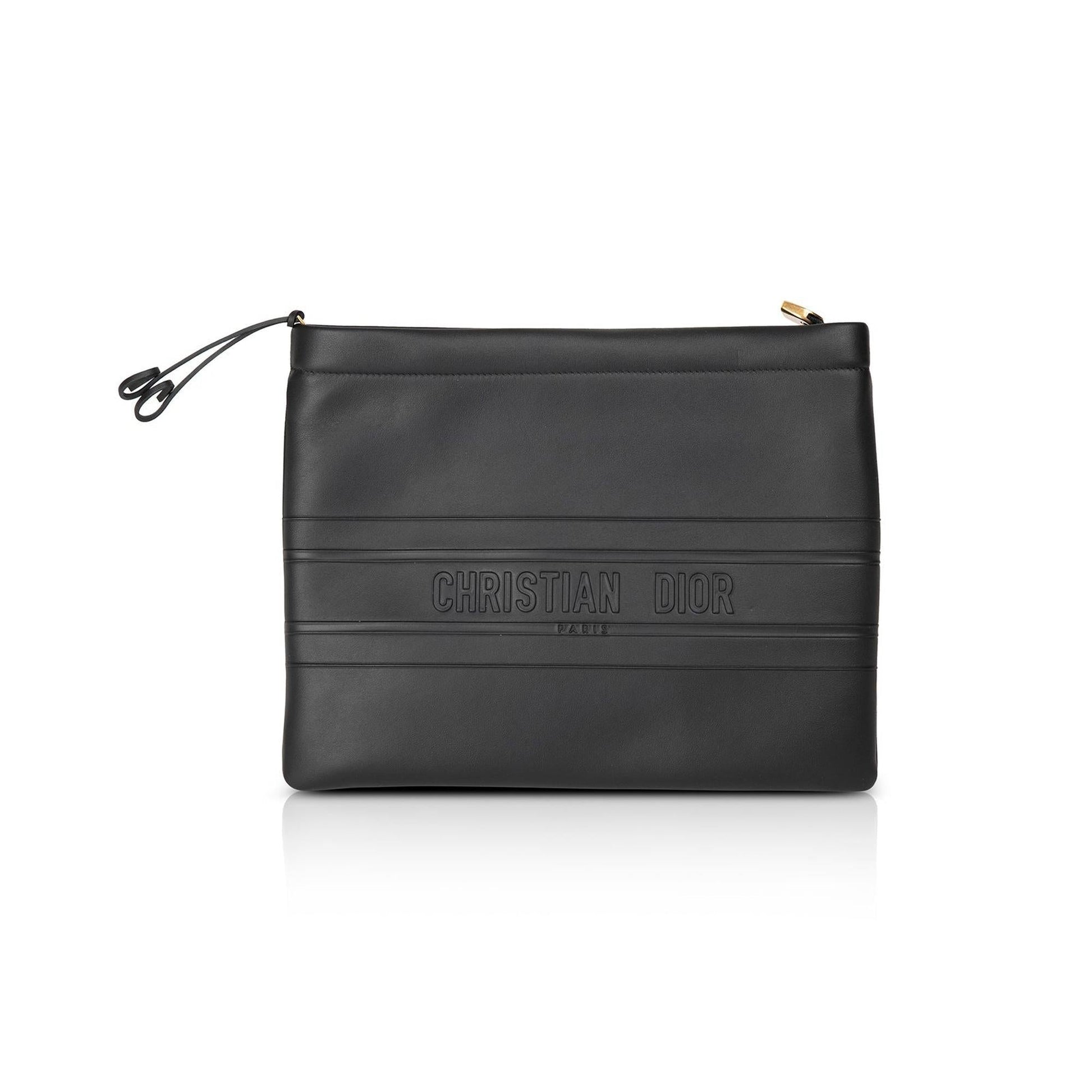 Christian Dior 2020 Leather Logo Zip Clutch