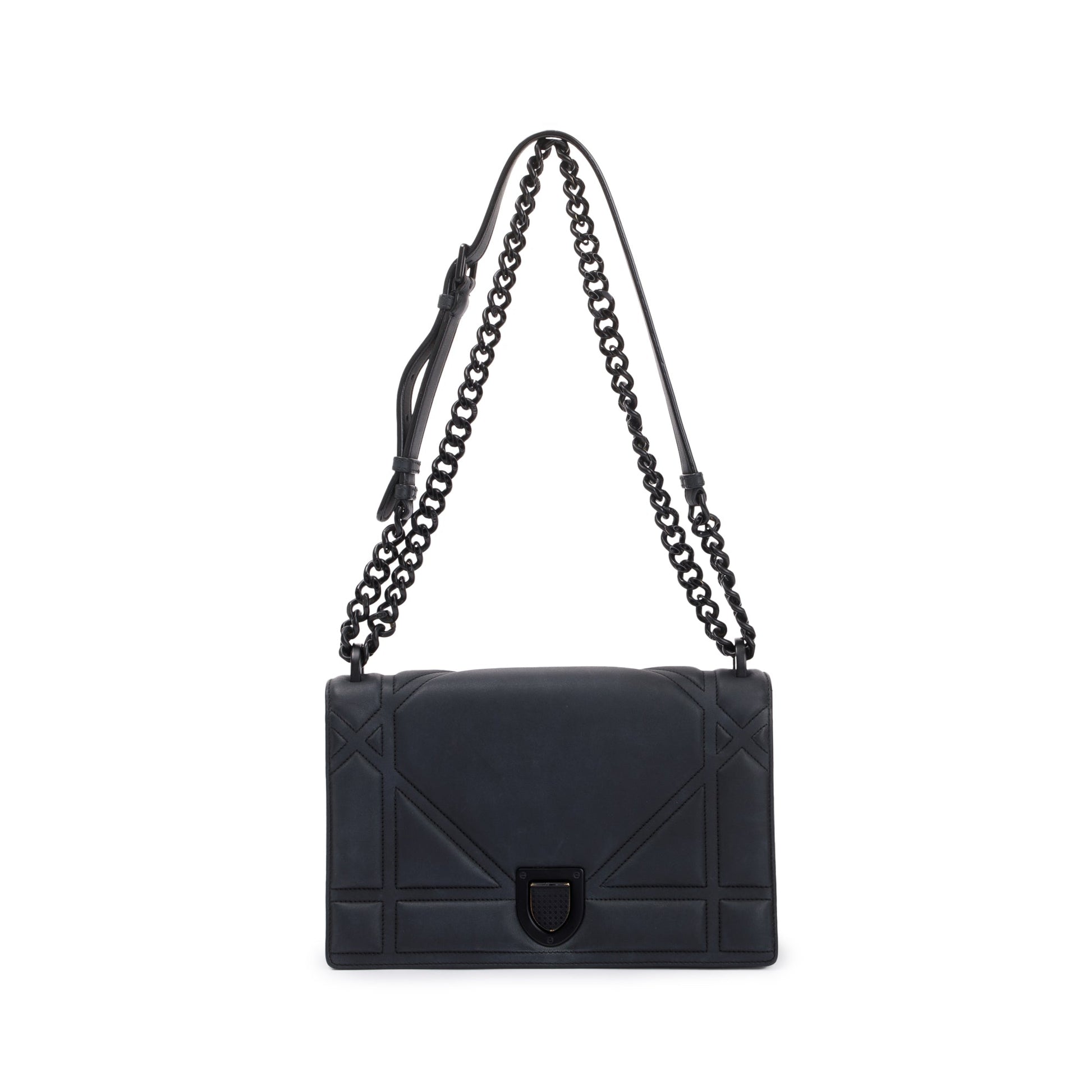 Christian Dior Black Ultramatte Calfskin Leather Medium Diorama Flap Bag