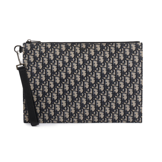 Christian Dior Homme 2020 Beige & Black Oblique Jacquard A4 Pouch