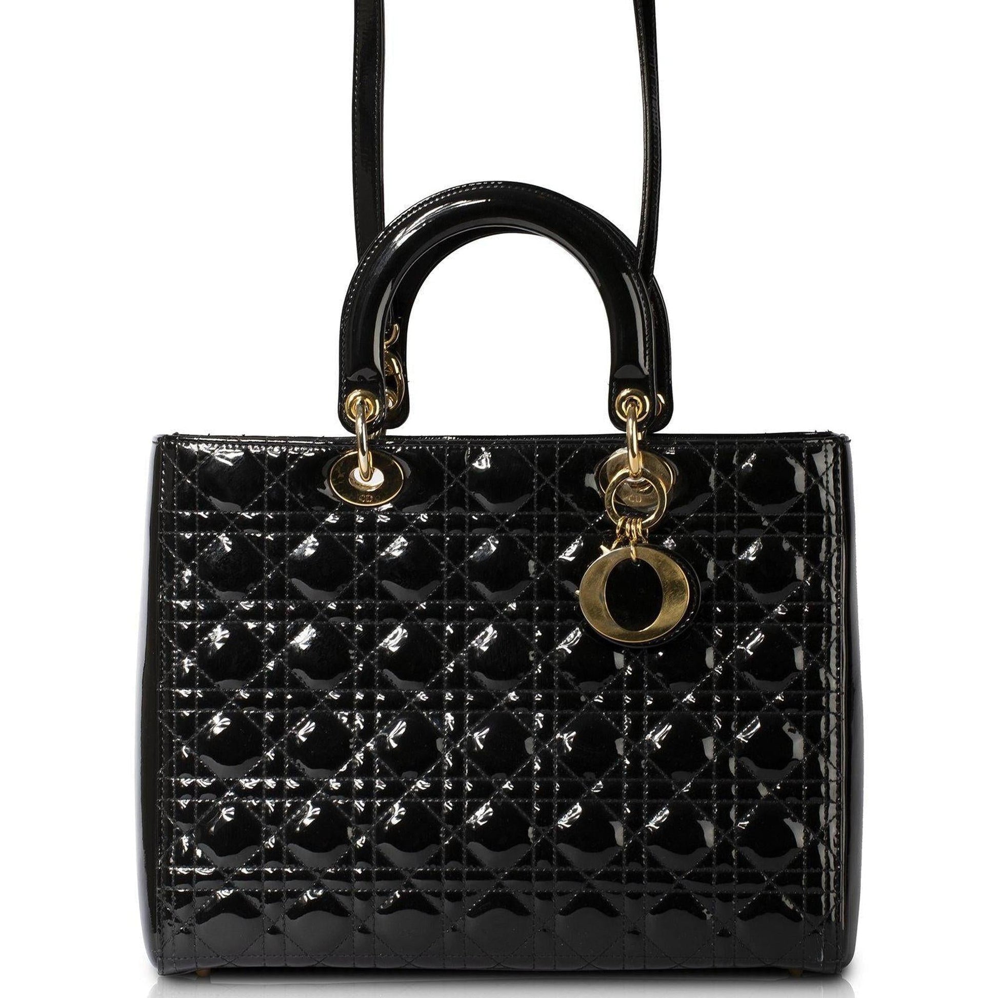 Christian Dior Patent Large Lady Dior Bag