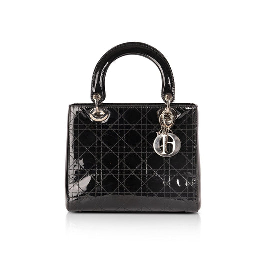 Christian Dior Patent Leather Medium Lady Dior Bag