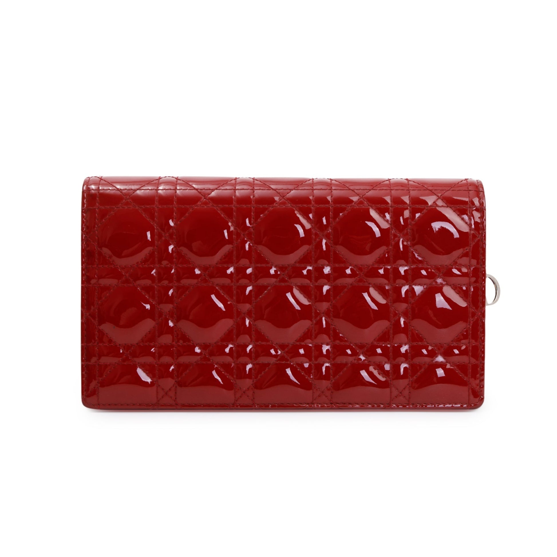 Christian Dior Red Patent Leather Lady Dior Chain Pouch