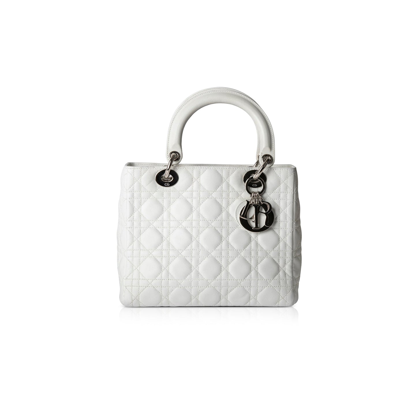 Christian Dior White Medium Lady Dior Bag