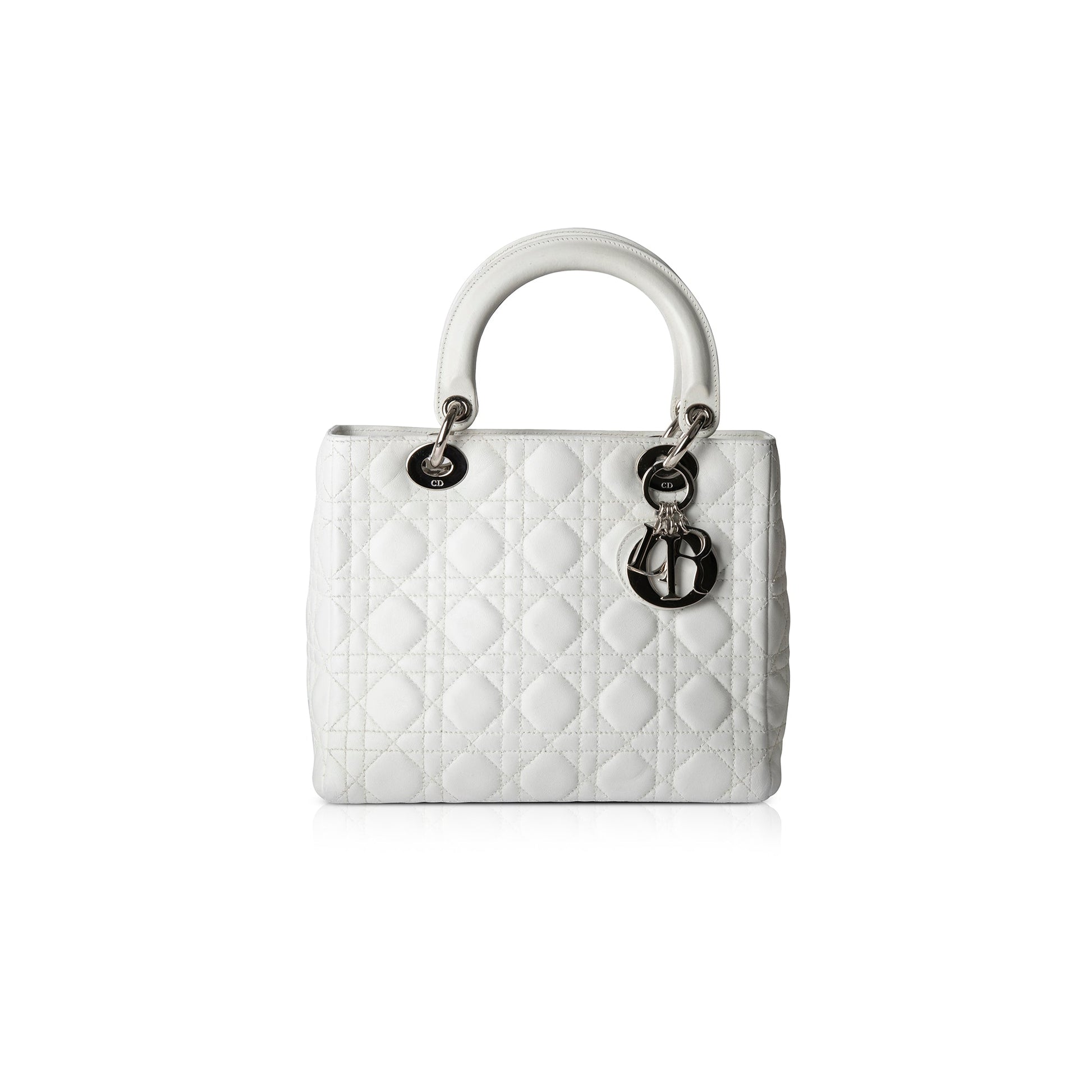 Christian Dior White Medium Lady Dior Bag