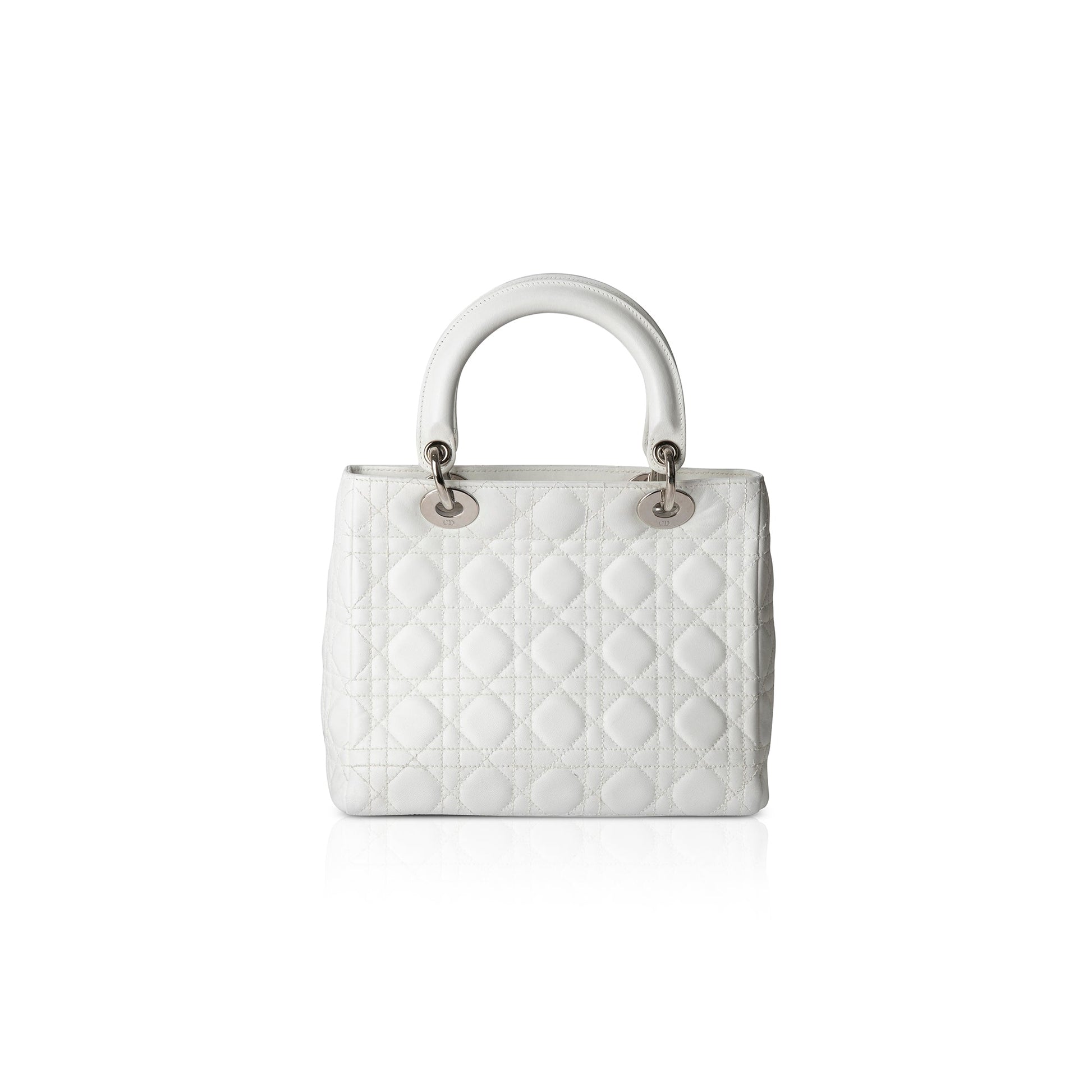 Christian Dior White Medium Lady Dior Bag
