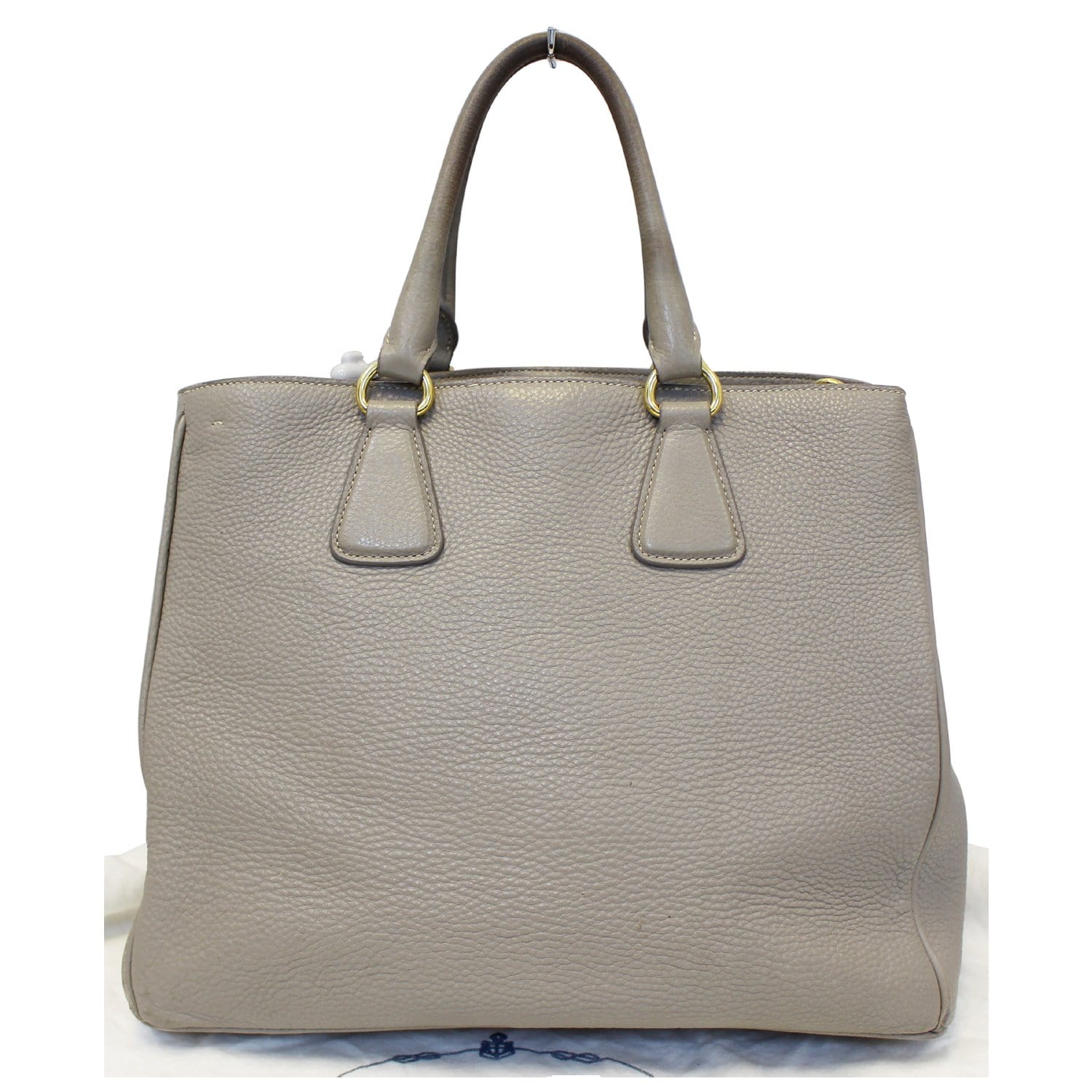 PRADA Pebbled Leather Large Tote Bag Grey