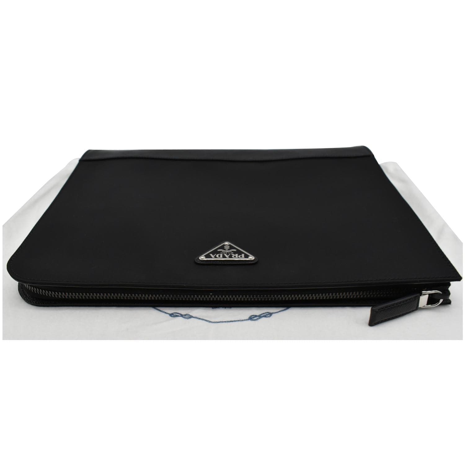 PRADA Document Nylon Leather Pouch Black
