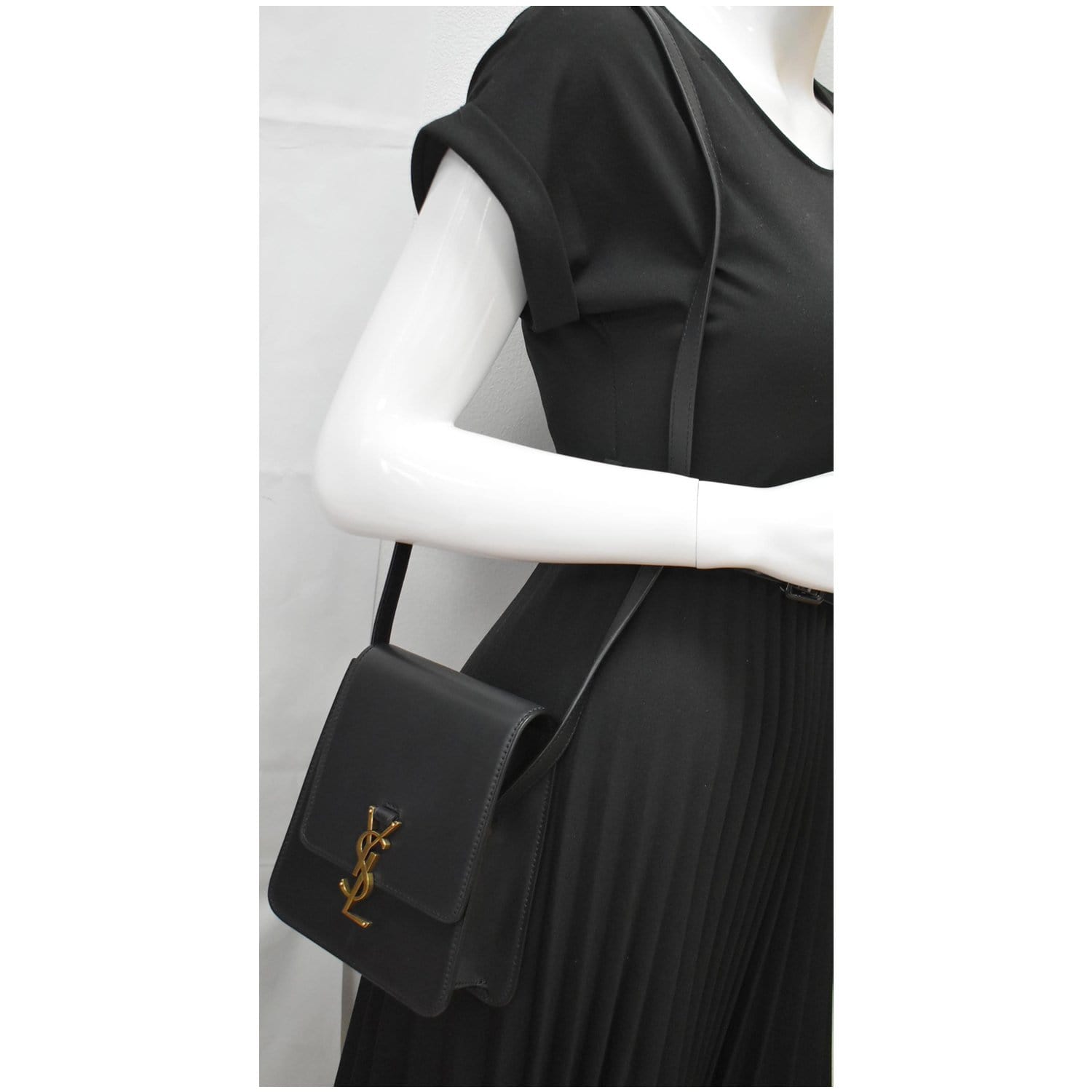 YVES SAINT LAURENT Kaia North/South Leather Satchel Bag Black