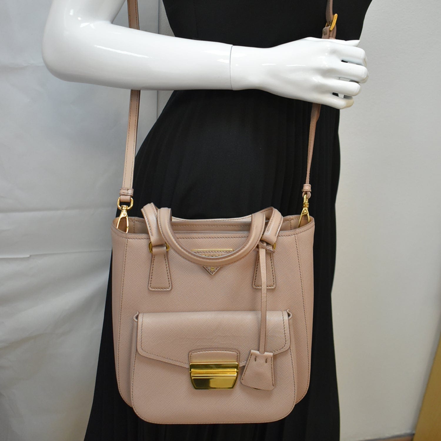 PRADA Lux Metropolis Saffiano Leather Tote Bag Cipria - Hot Deals