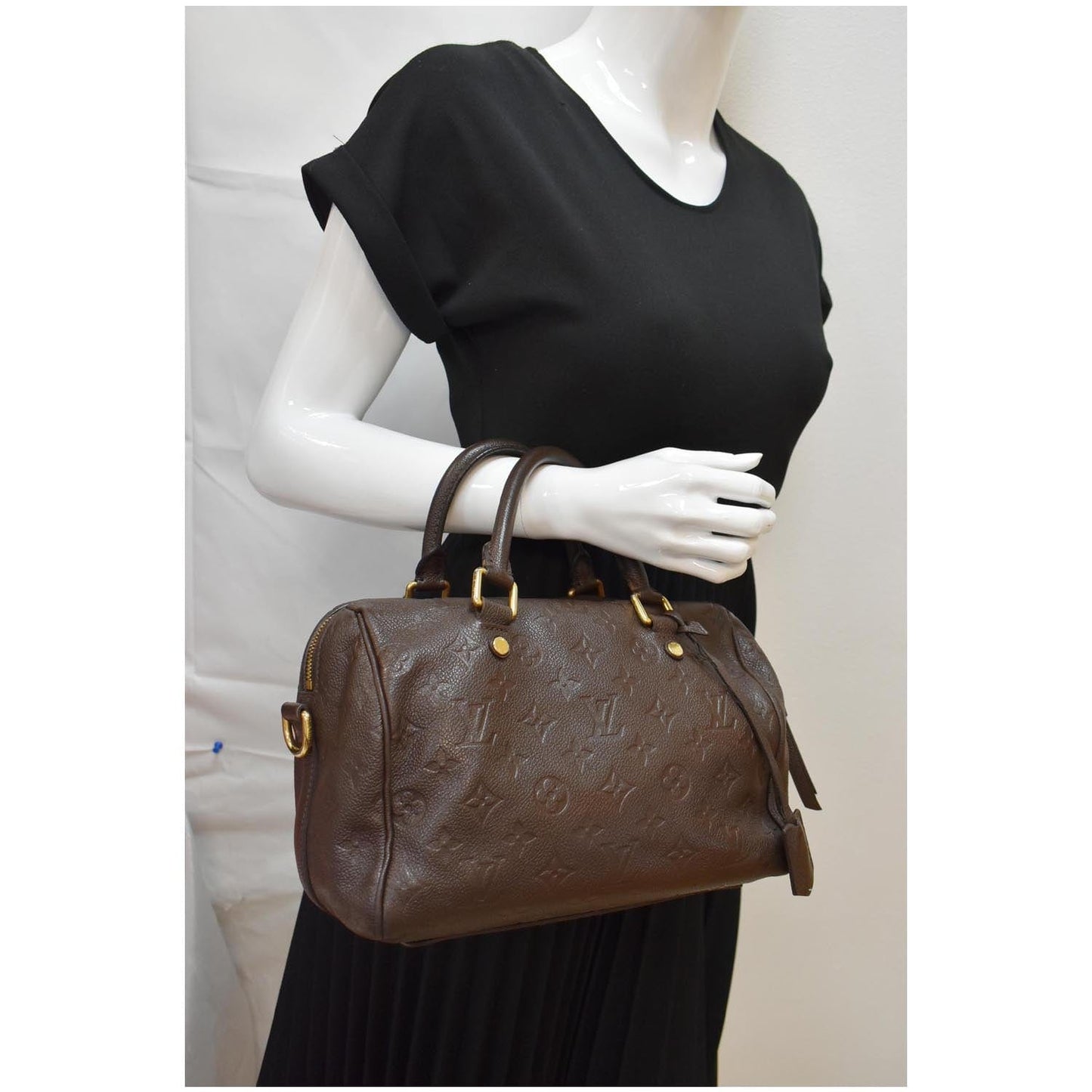 LOUIS VUITTON Monogram Empreinte Leather Satchel Bag Terre
