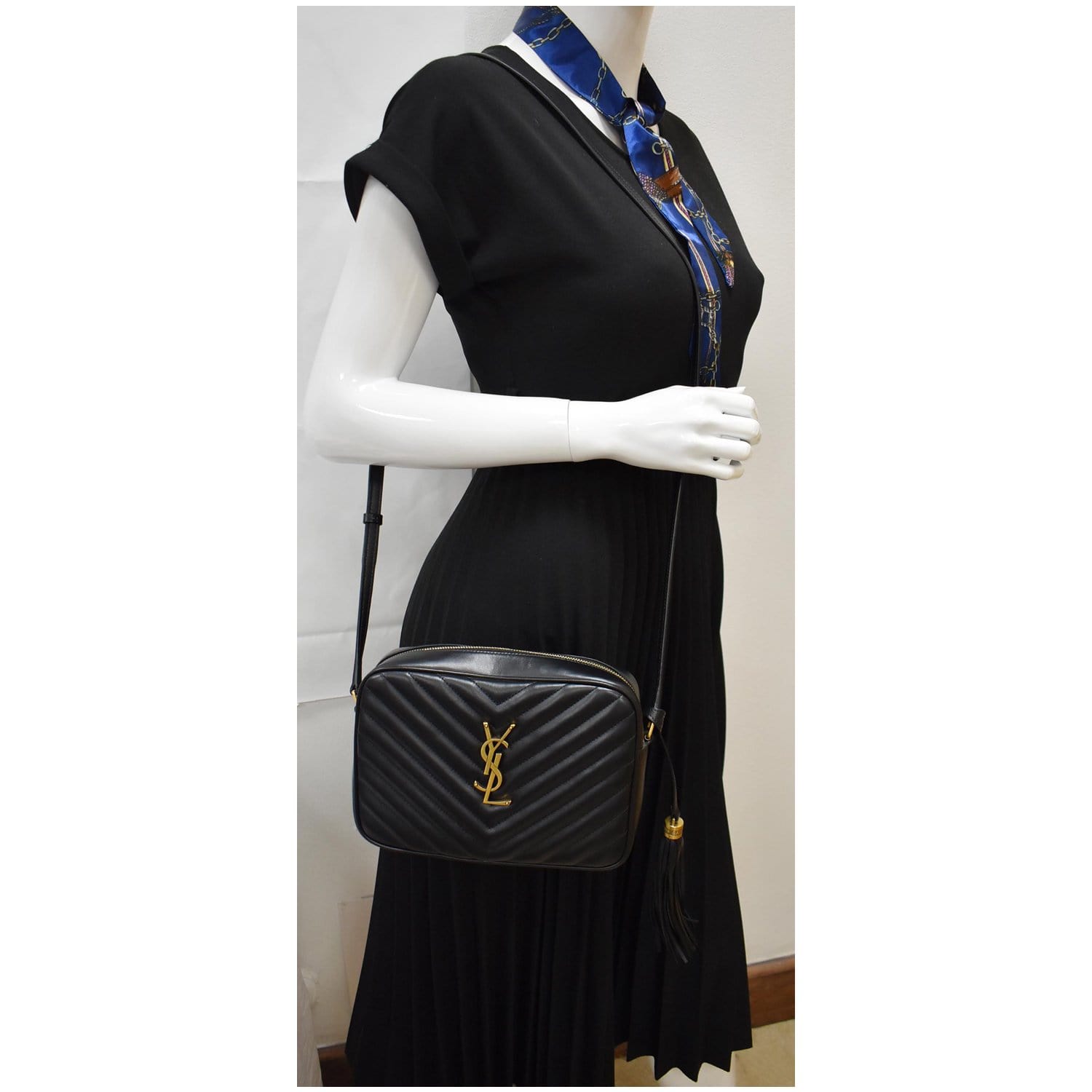 YVES SAINT LAURENT Lou Leather Camera Crossbody Bag Black