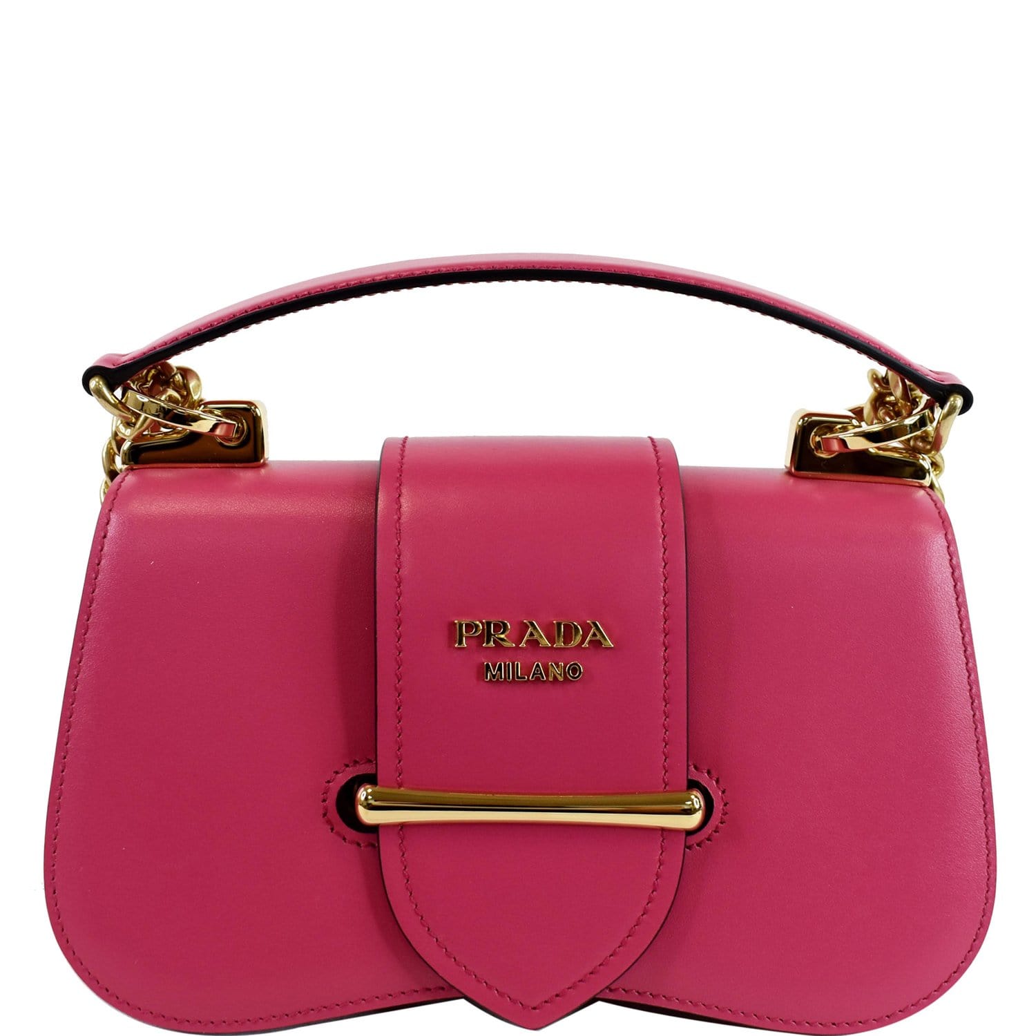 PRADA City Sidonie Small Leather Crossbody Bag Magenta