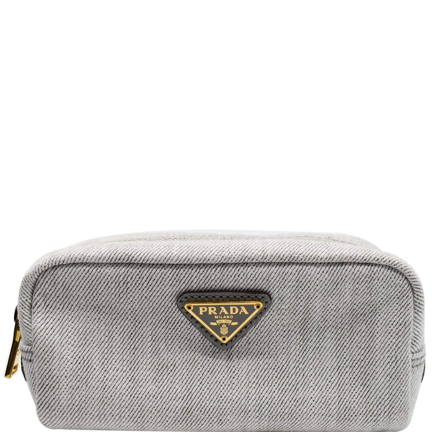 PRADA Milano Denim Canvas Pouch Bag Grey - 10% OFF