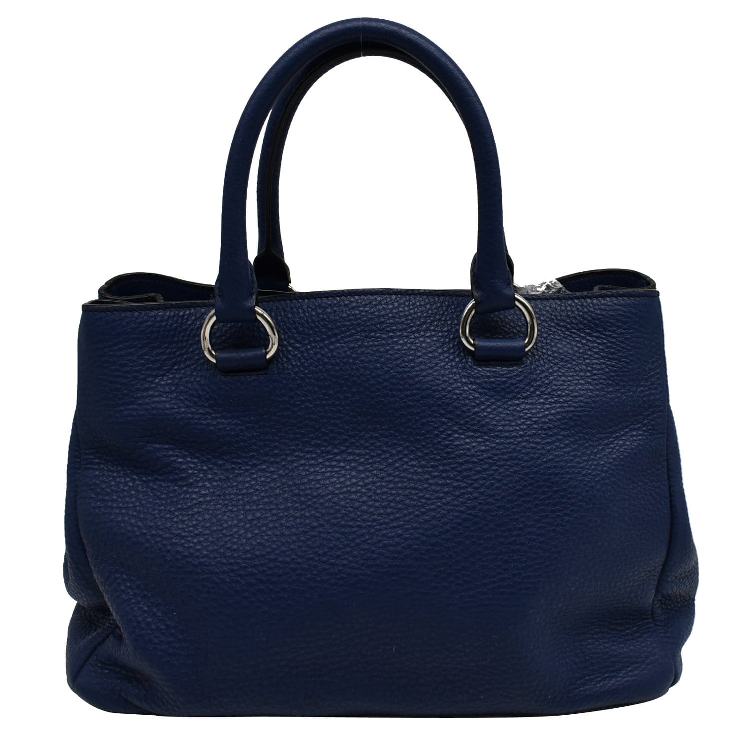 PRADA Vitello Daino Pebbled Leather Tote Bag Blue