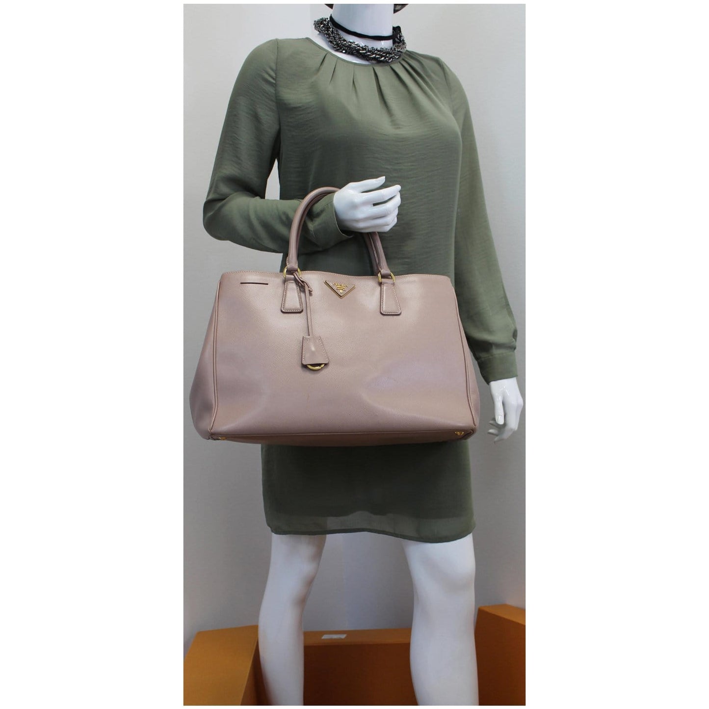 PRADA Lux Saffiano Leather Tote Tote Bag Light Pink