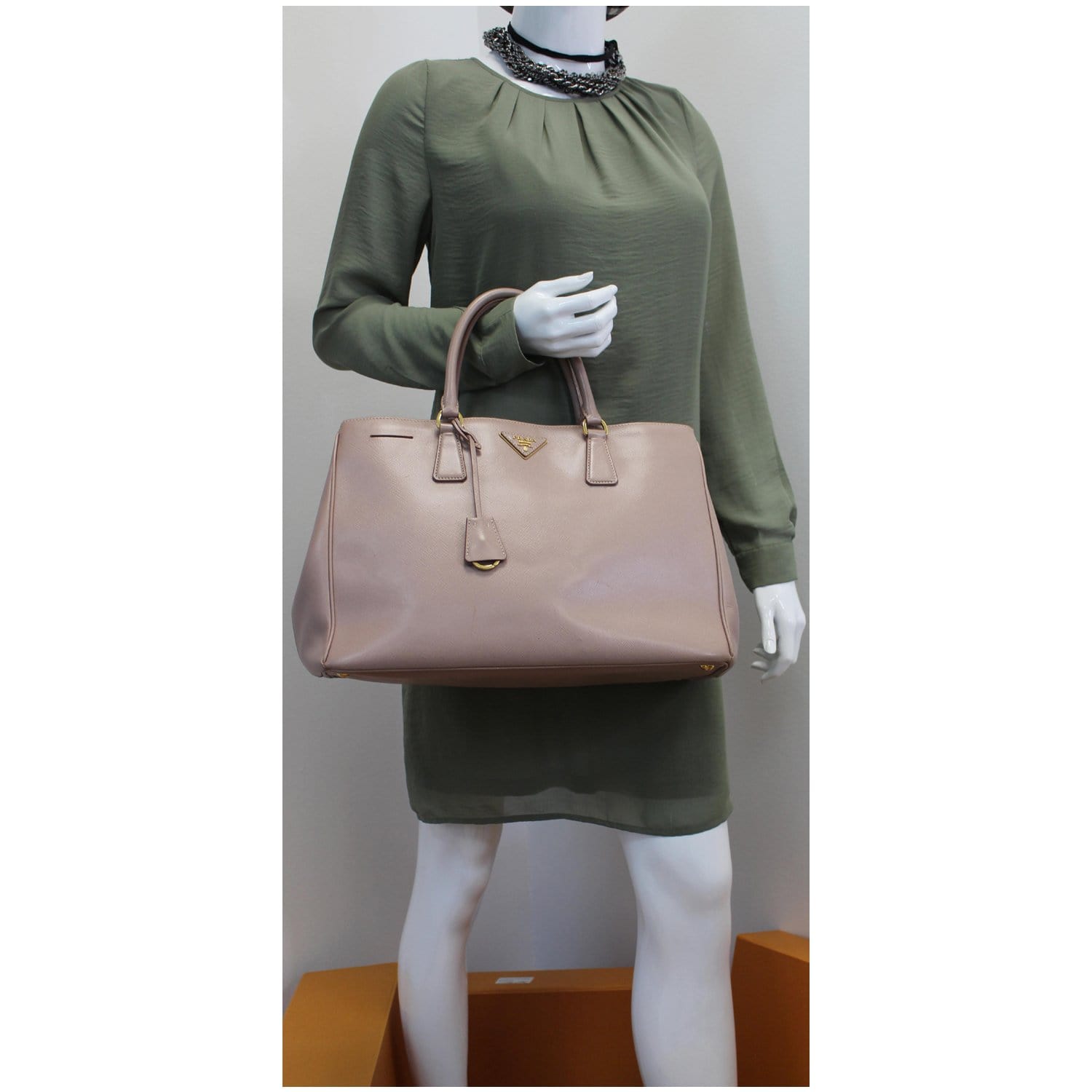 PRADA Lux Saffiano Leather Tote Tote Bag Light Pink