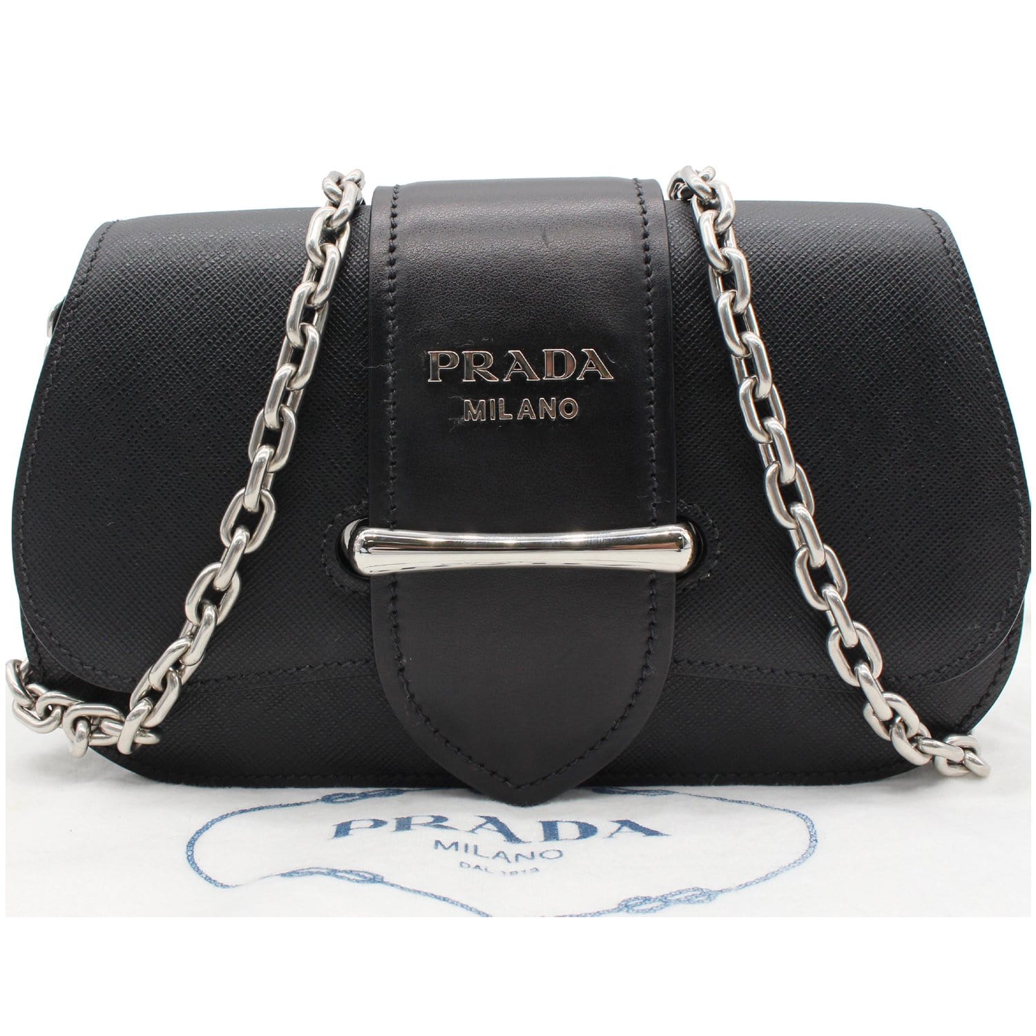 PRADA City Sidonie Small Leather Crossbody Bag Black