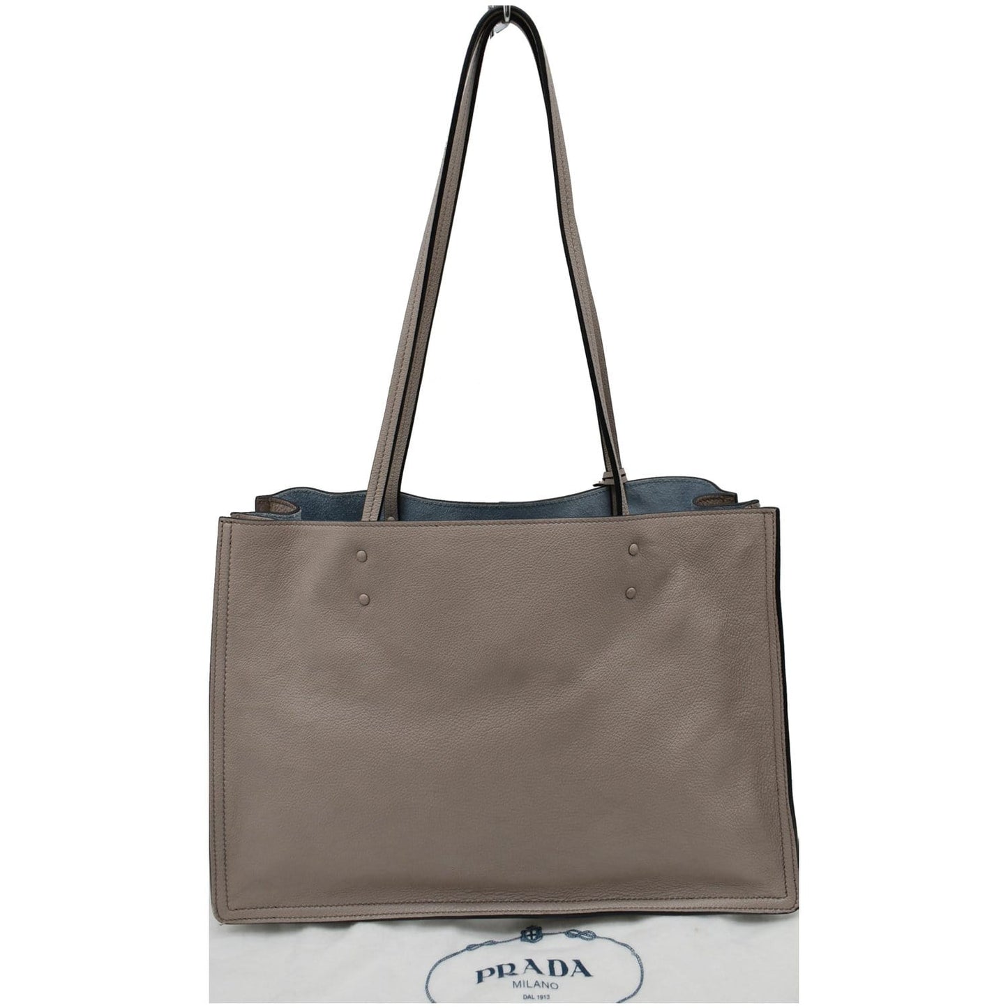 PRADA Glace Calf Leather Etiquette Tote Bag Taupe