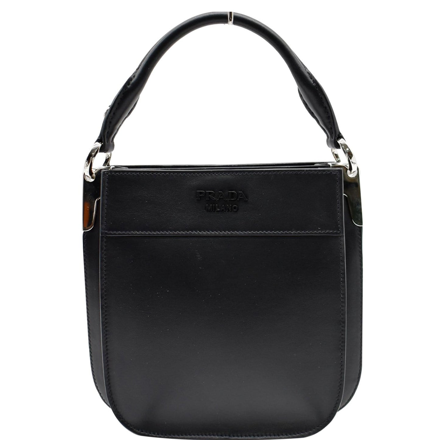 PRADA City Margit Calf Leather Satchel Bag Black