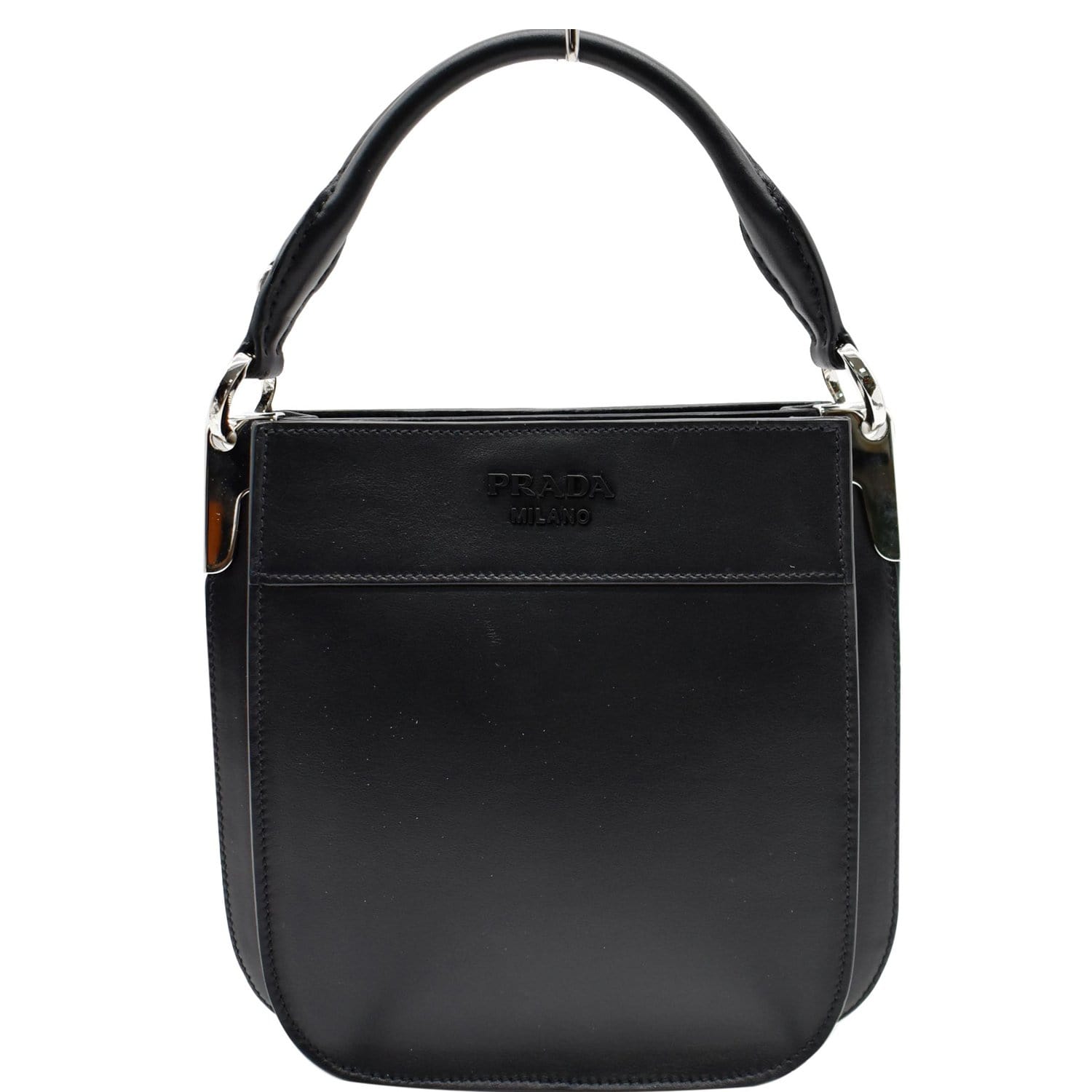 PRADA City Margit Calf Leather Satchel Bag Black
