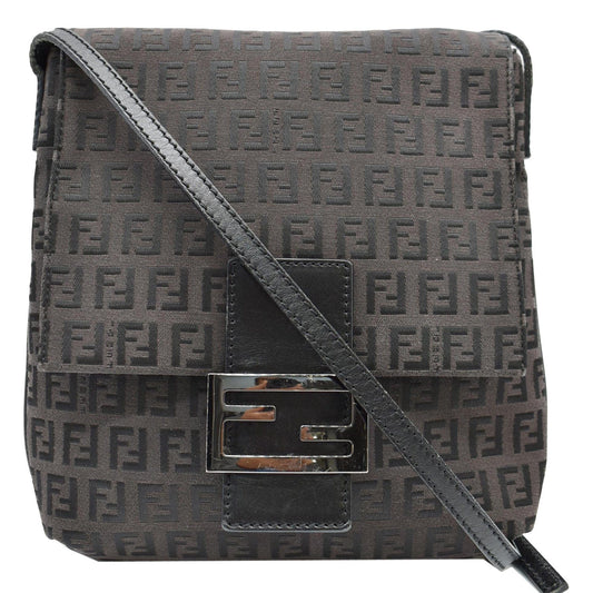 FENDI Zucca FF Canvas Crossbody Bag Brown
