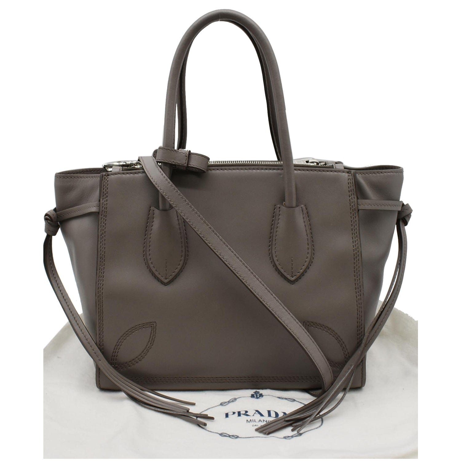 PRADA City Sport Leather 2Way Shoulder Bag Grey
