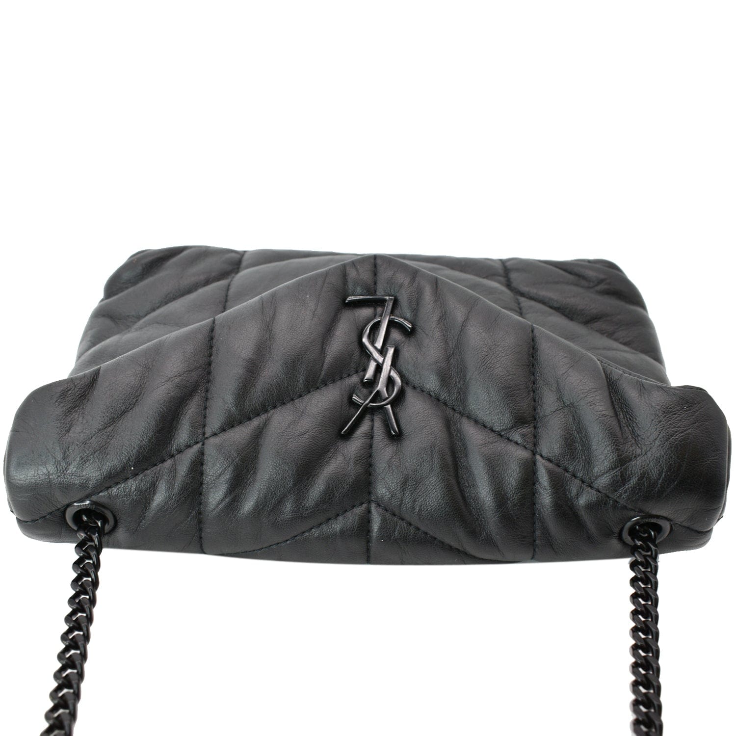 YVES SAINT LAURENT Small Loulou Puffer Quilted Lambskin Leather Crossbody Bag Black