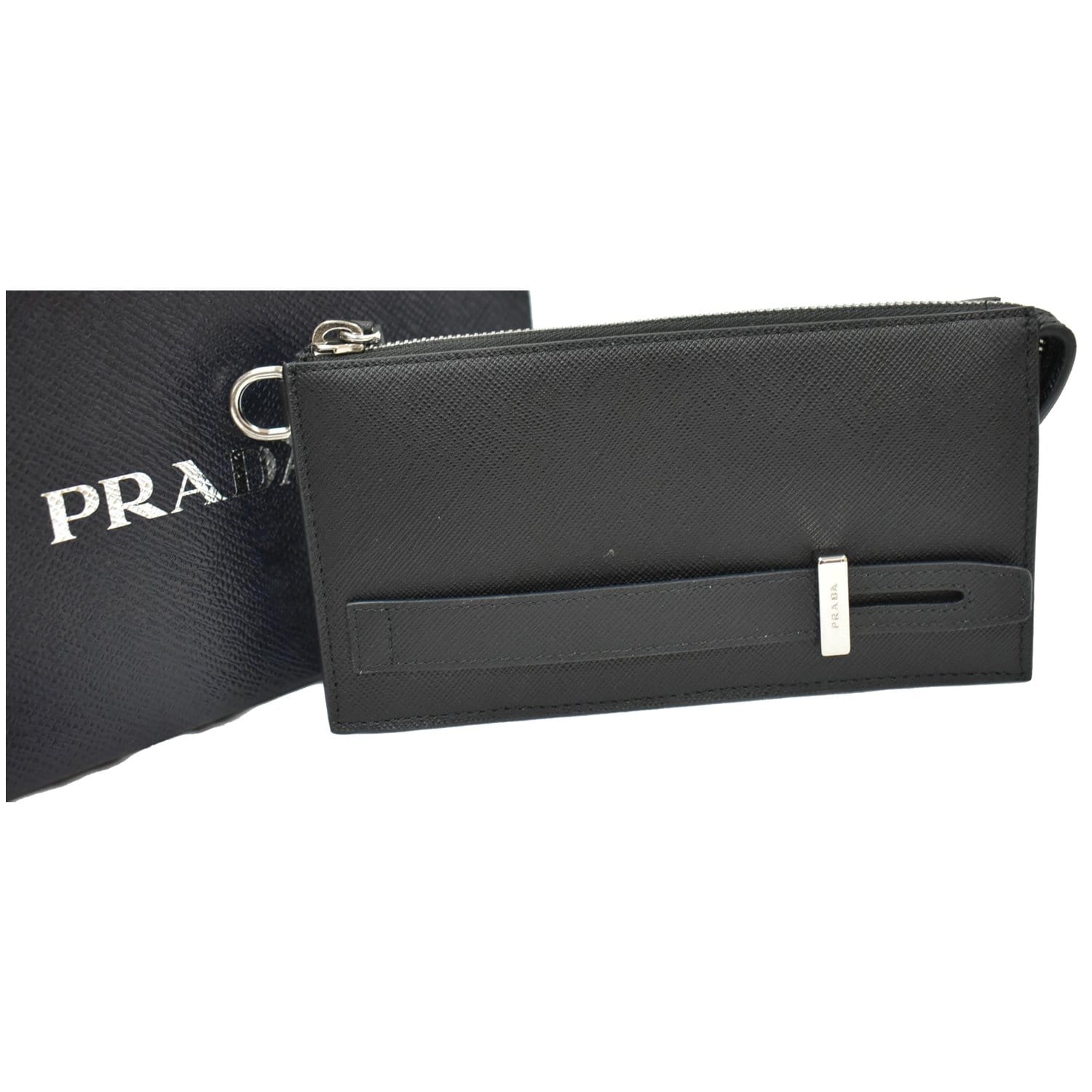 PRADA Saffiano Leather Phone Pouch Bag Black - 10% OFF