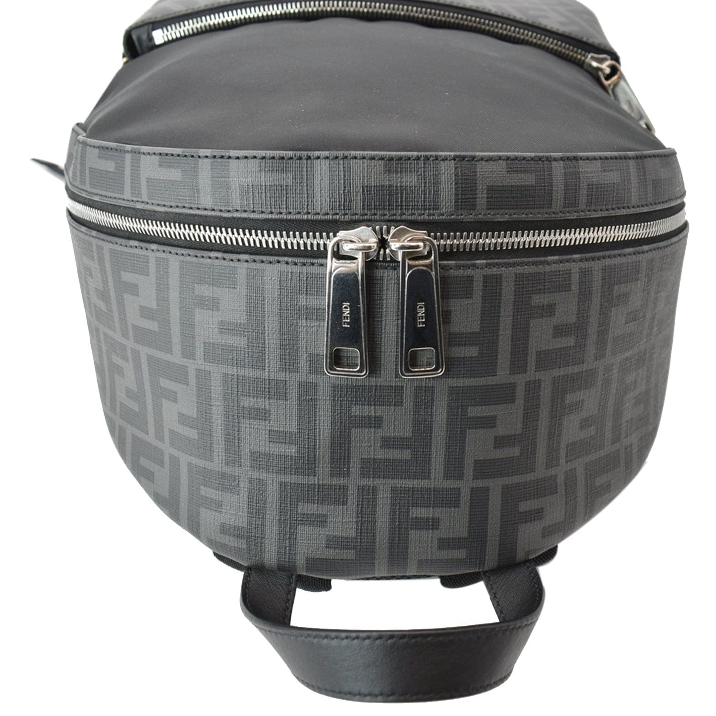 FENDI Diagonal Liberty Nylon Leather Backpack Black