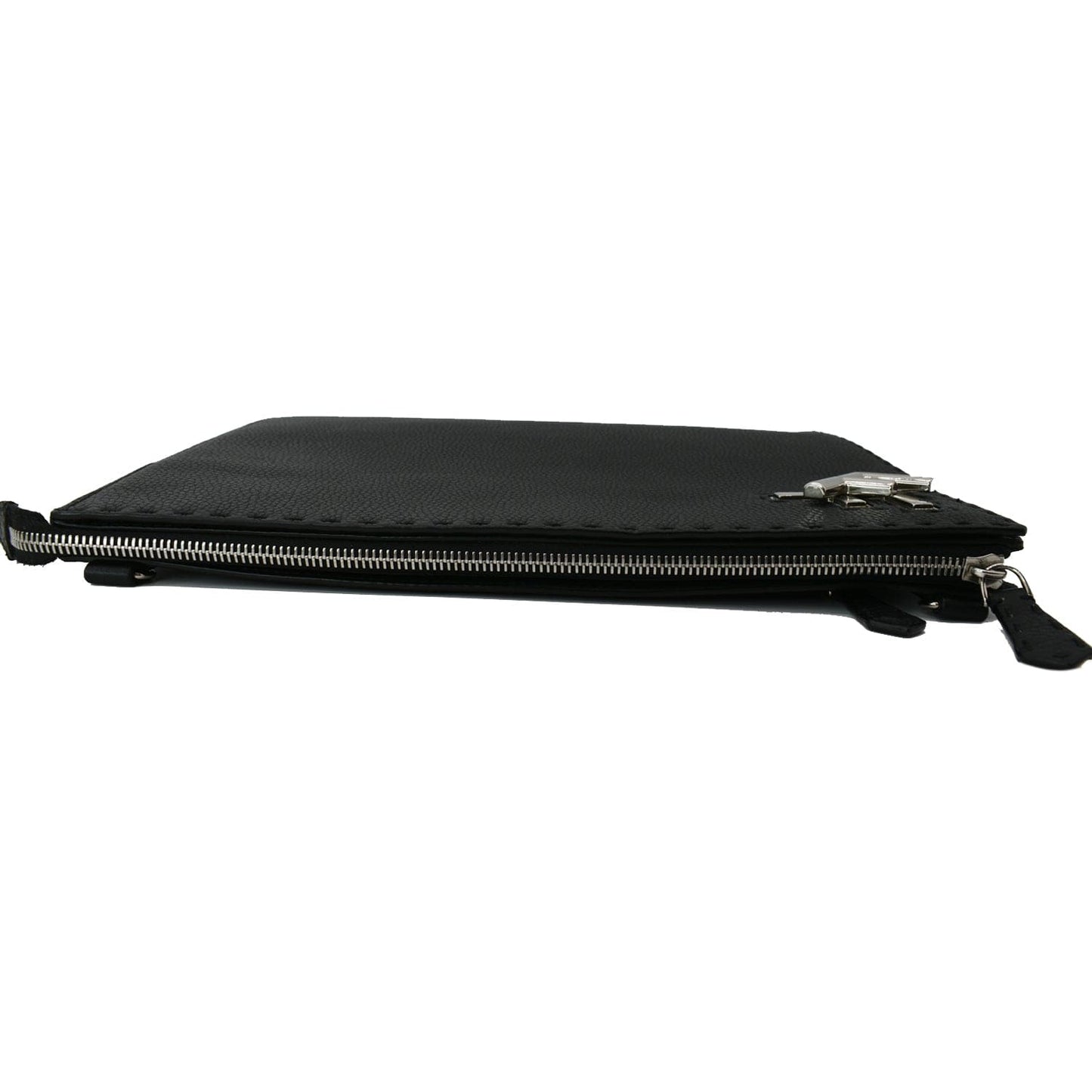 FENDI Leather Crossbody Messenger Bag Black