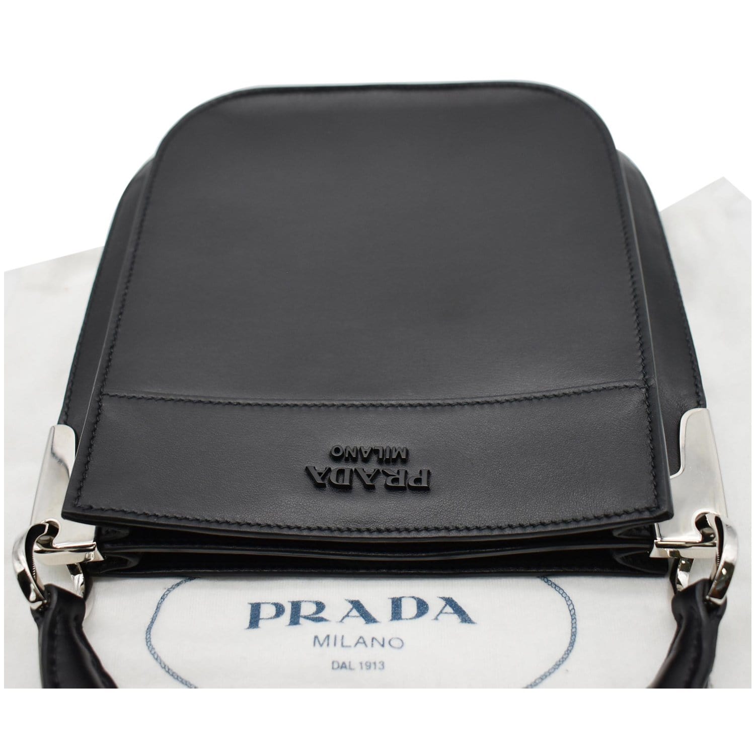 PRADA City Margit Calf Leather Satchel Bag Black