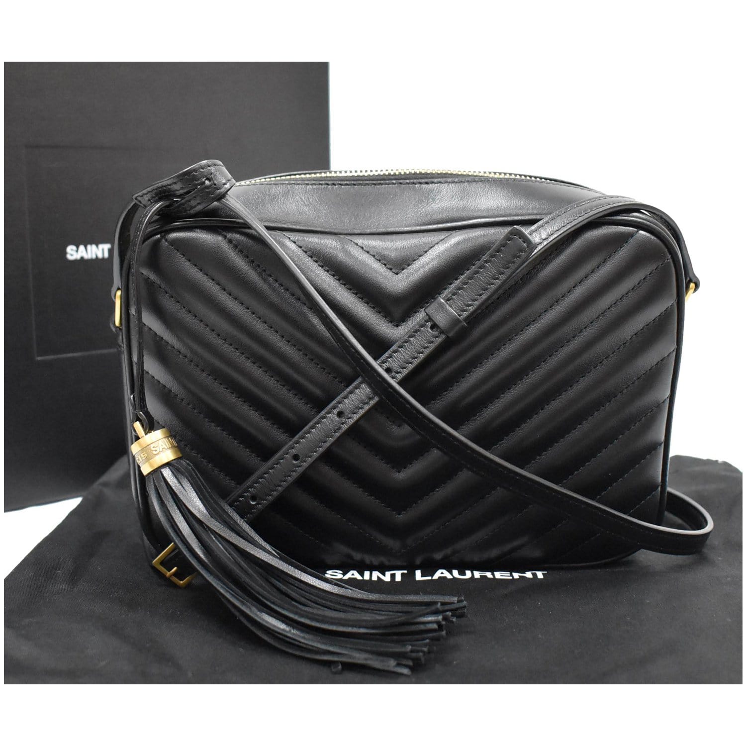 YVES SAINT LAURENT Lou Leather Camera Crossbody Bag Black