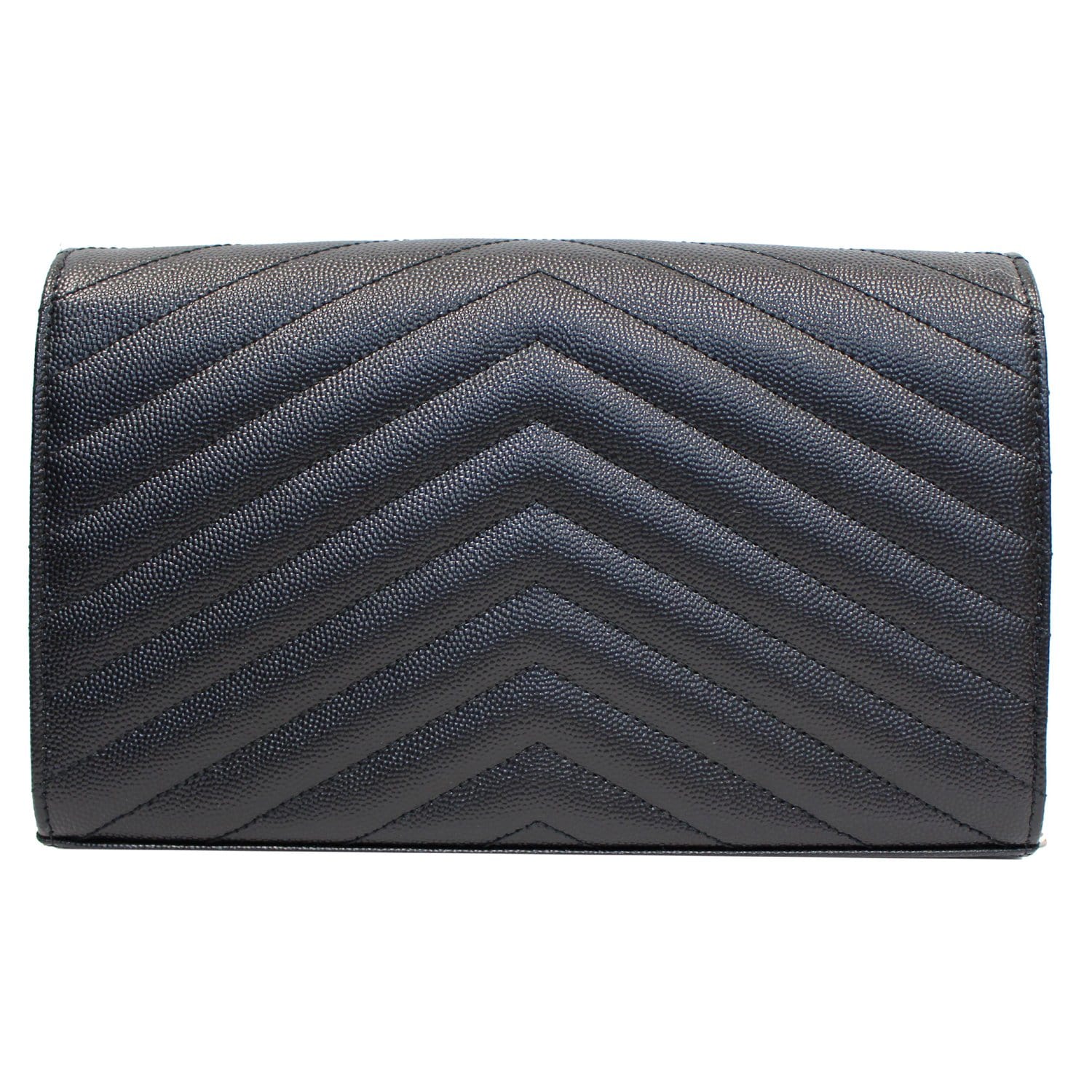 YVES SAINT LAURENT Envelope Leather Crossbody Chain Wallet Black