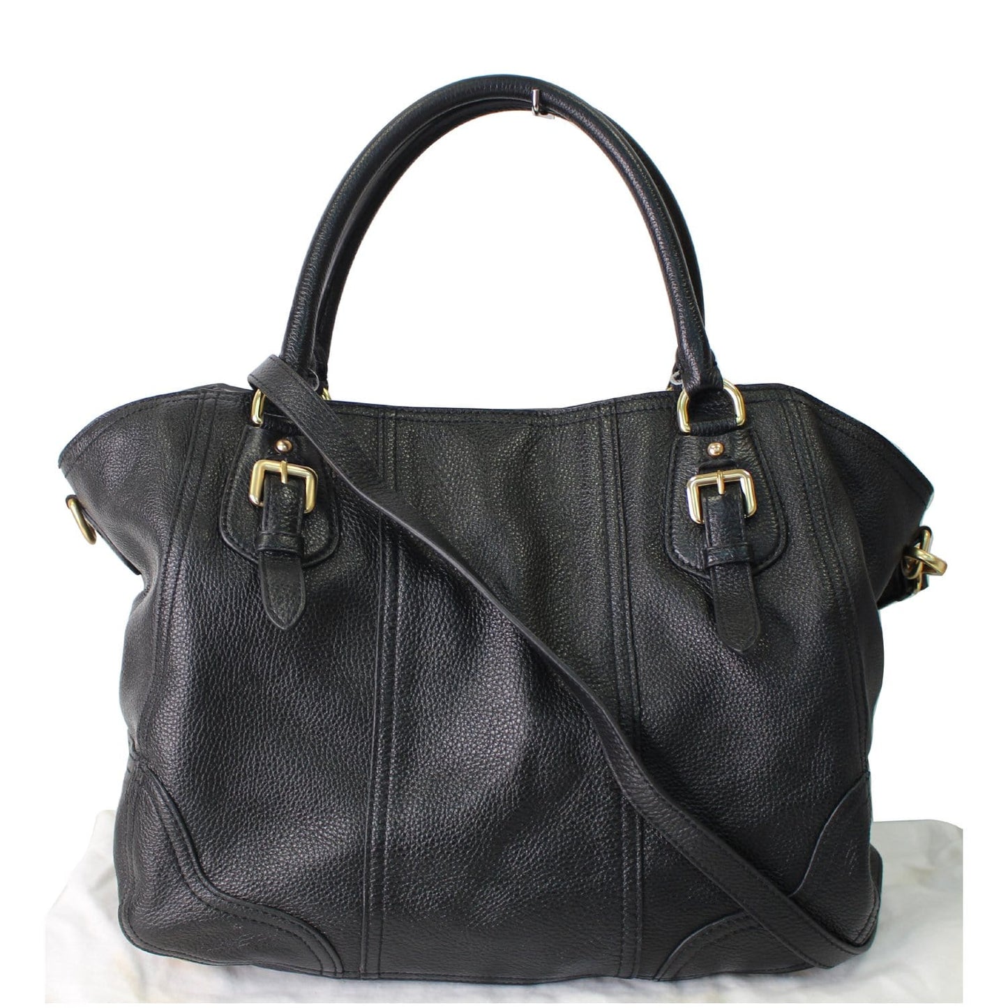 PRADA Cervo Antik Deerskin Leather Shoulder Bag Black