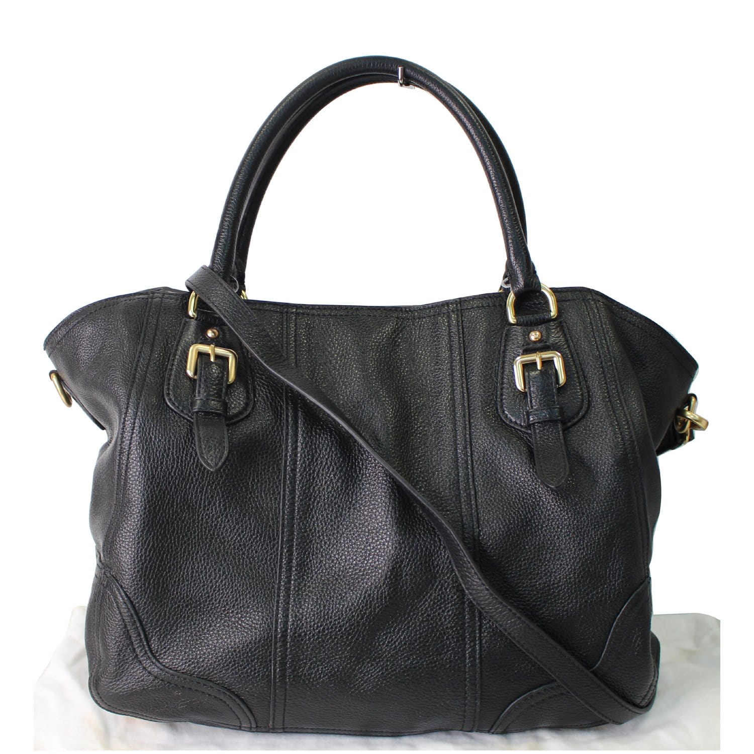 PRADA Cervo Antik Deerskin Leather Shoulder Bag Black