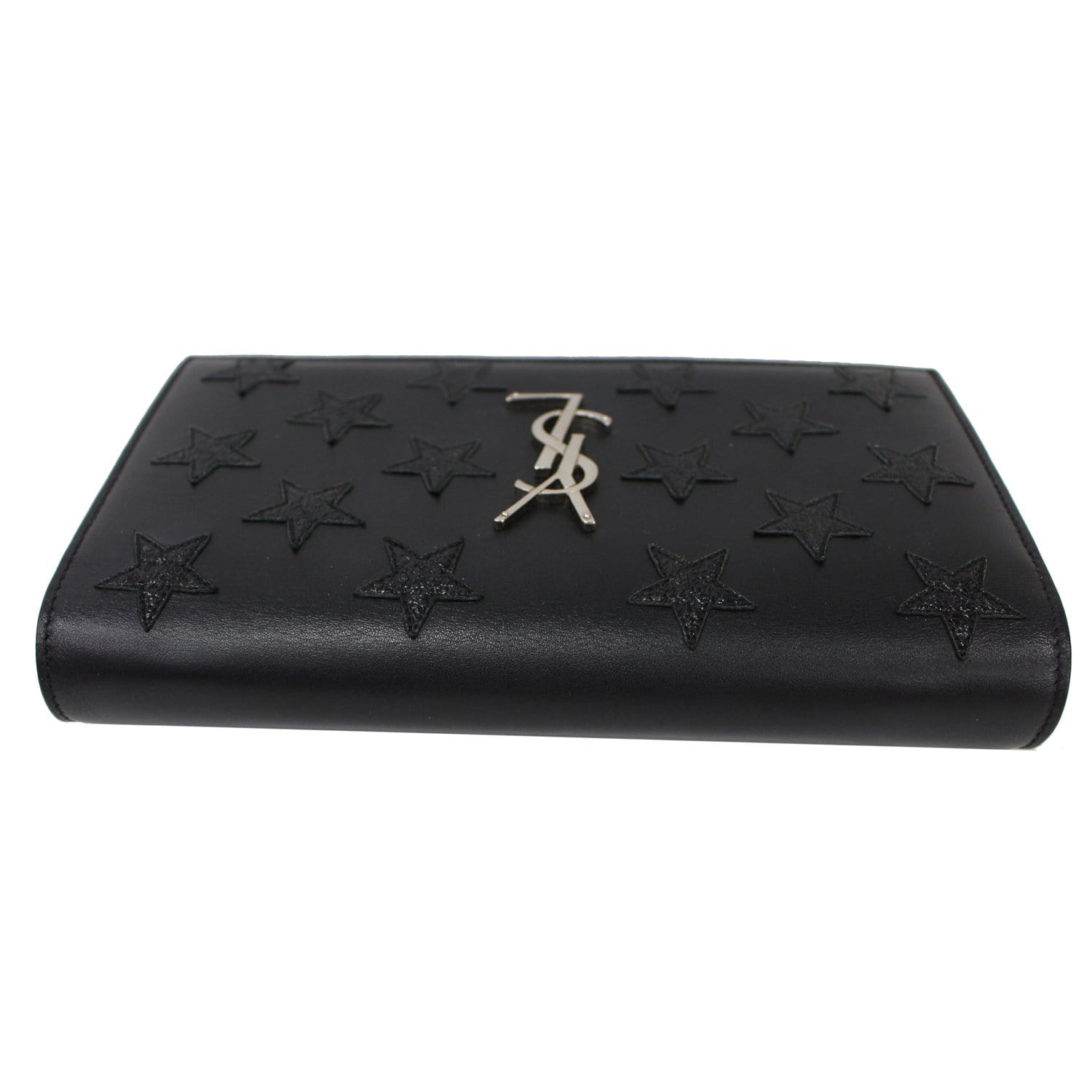 YVES SAINT LAURENT Kate Stars Leather Chain Clutch Crossbody Bag Black