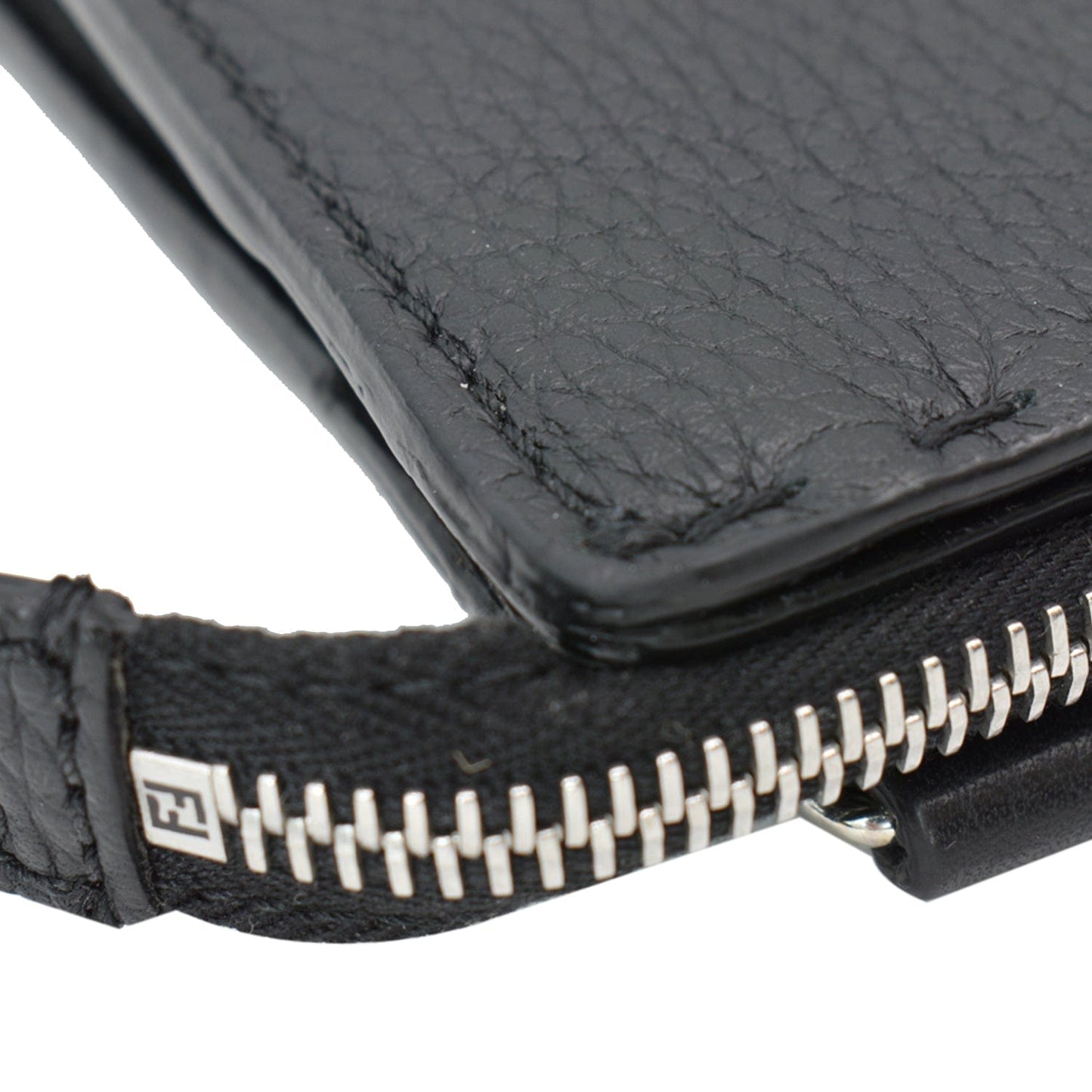 FENDI Leather Crossbody Messenger Bag Black