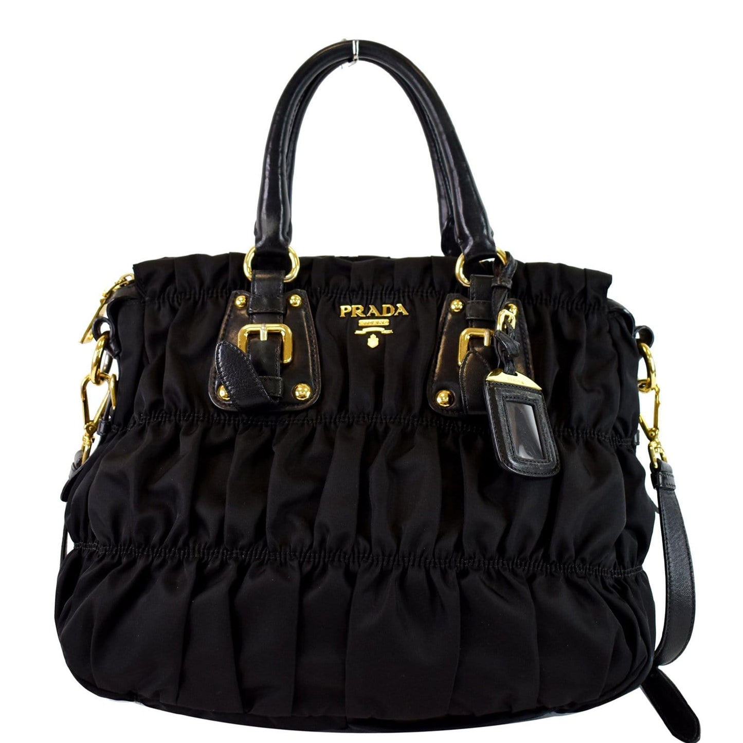 PRADA Gaufre Nappa Leather Tote Bag Black