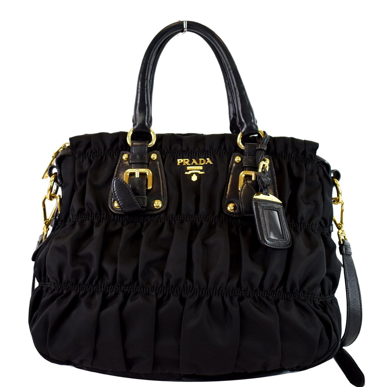 PRADA Gaufre Nappa Leather Tote Bag Black