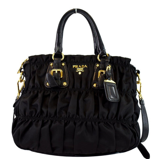 PRADA Gaufre Nappa Leather Tote Bag Black
