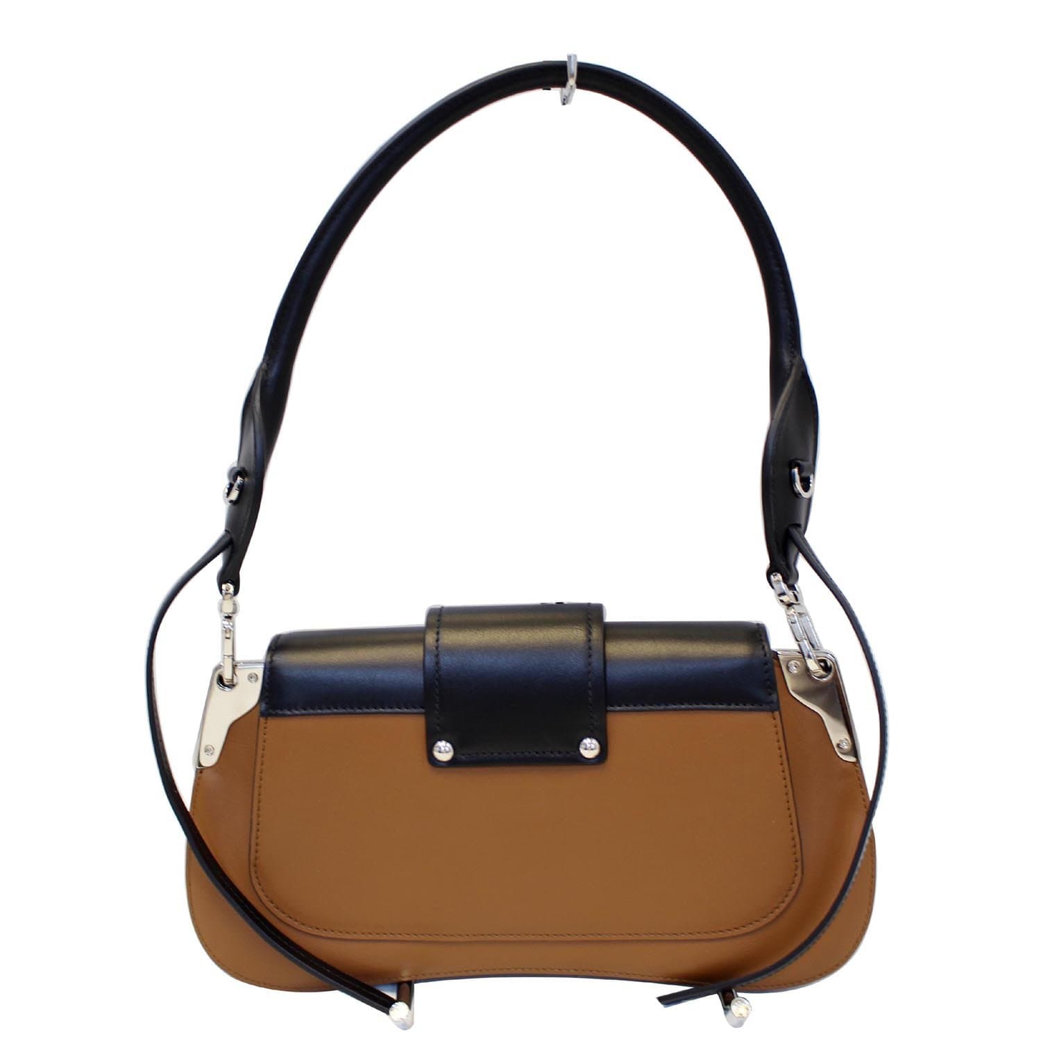 PRADA Sidonie Calf Leather Shoulder Bag Brown/Black