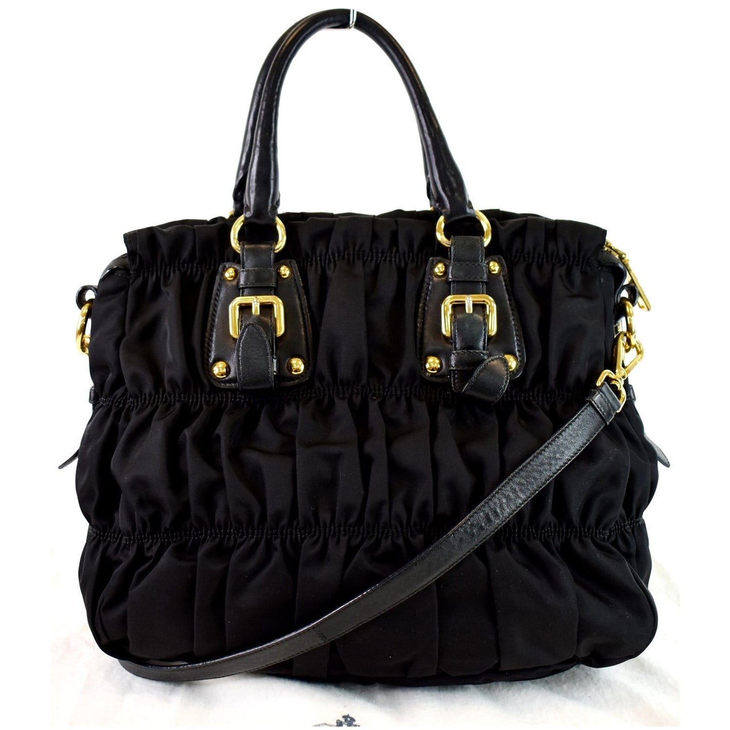 PRADA Gaufre Nappa Leather Tote Bag Black