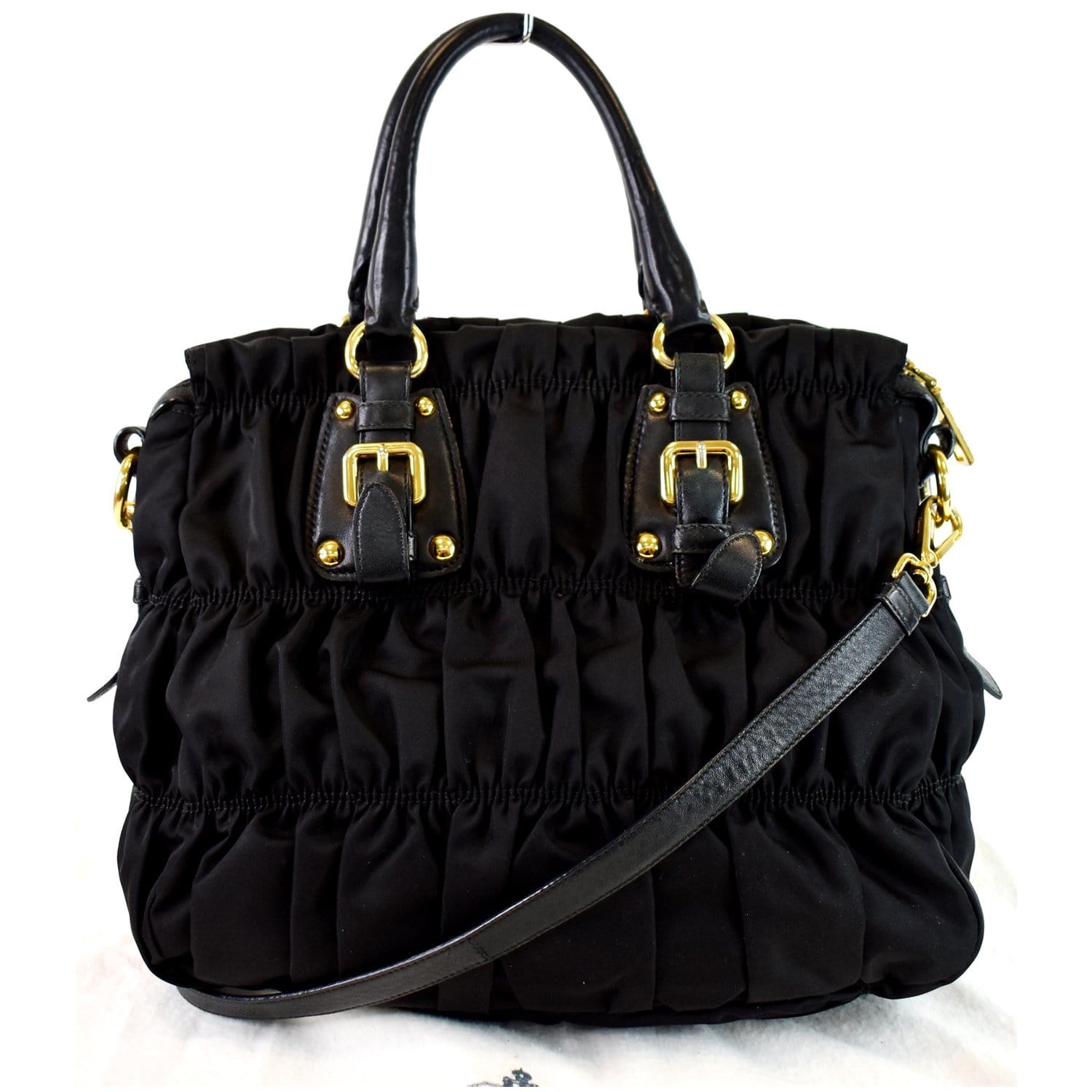 PRADA Gaufre Nappa Leather Tote Bag Black