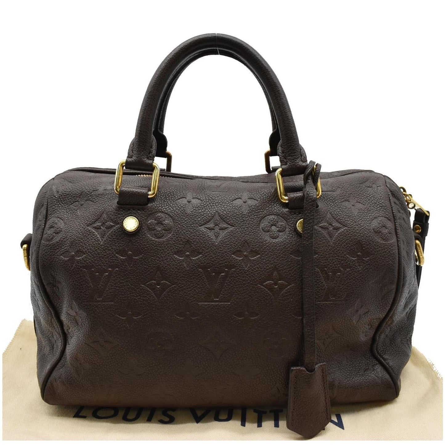 LOUIS VUITTON Monogram Empreinte Leather Satchel Bag Terre